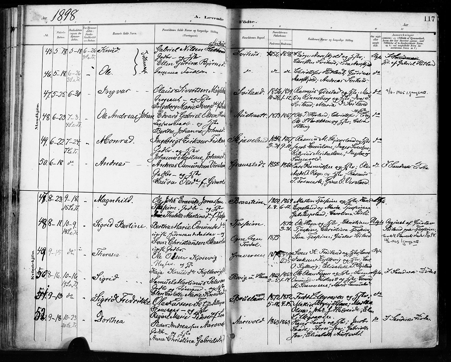 Høyland sokneprestkontor, AV/SAST-A-101799/001/30BA/L0013: Parish register (official) no. A 13.1, 1889-1898, p. 117