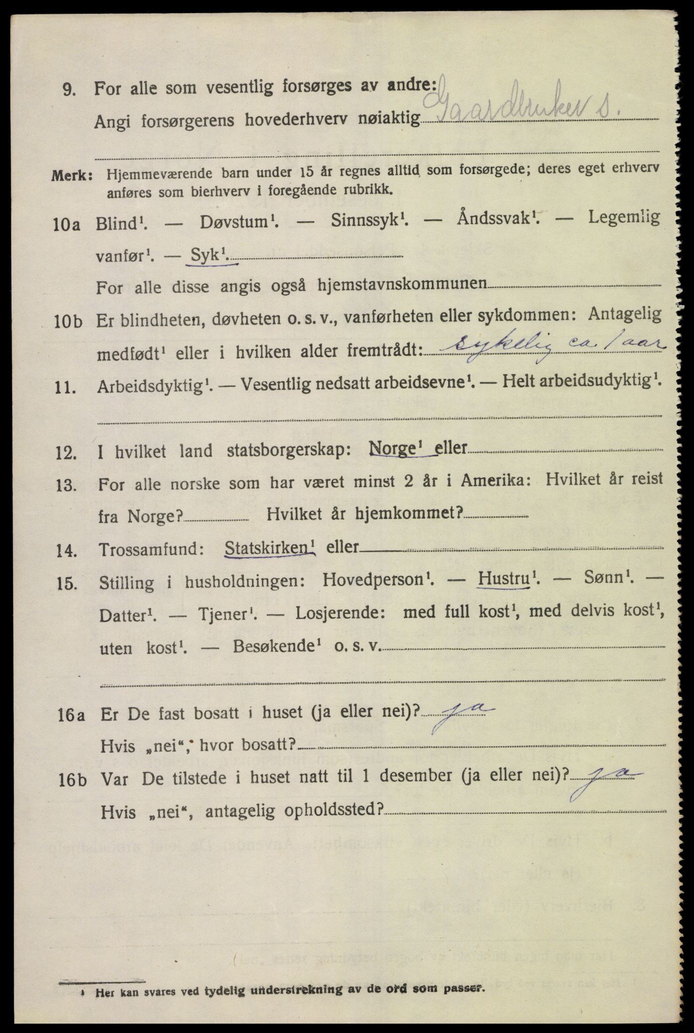 SAK, 1920 census for Grindheim, 1920, p. 544