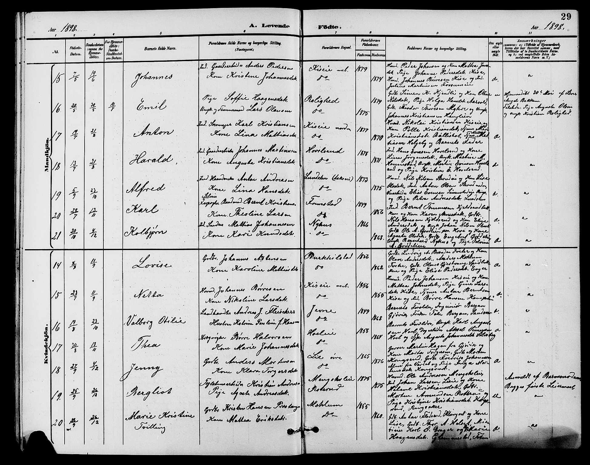 Nes prestekontor, Hedmark, AV/SAH-PREST-020/L/La/L0007: Parish register (copy) no. 7, 1892-1912, p. 29