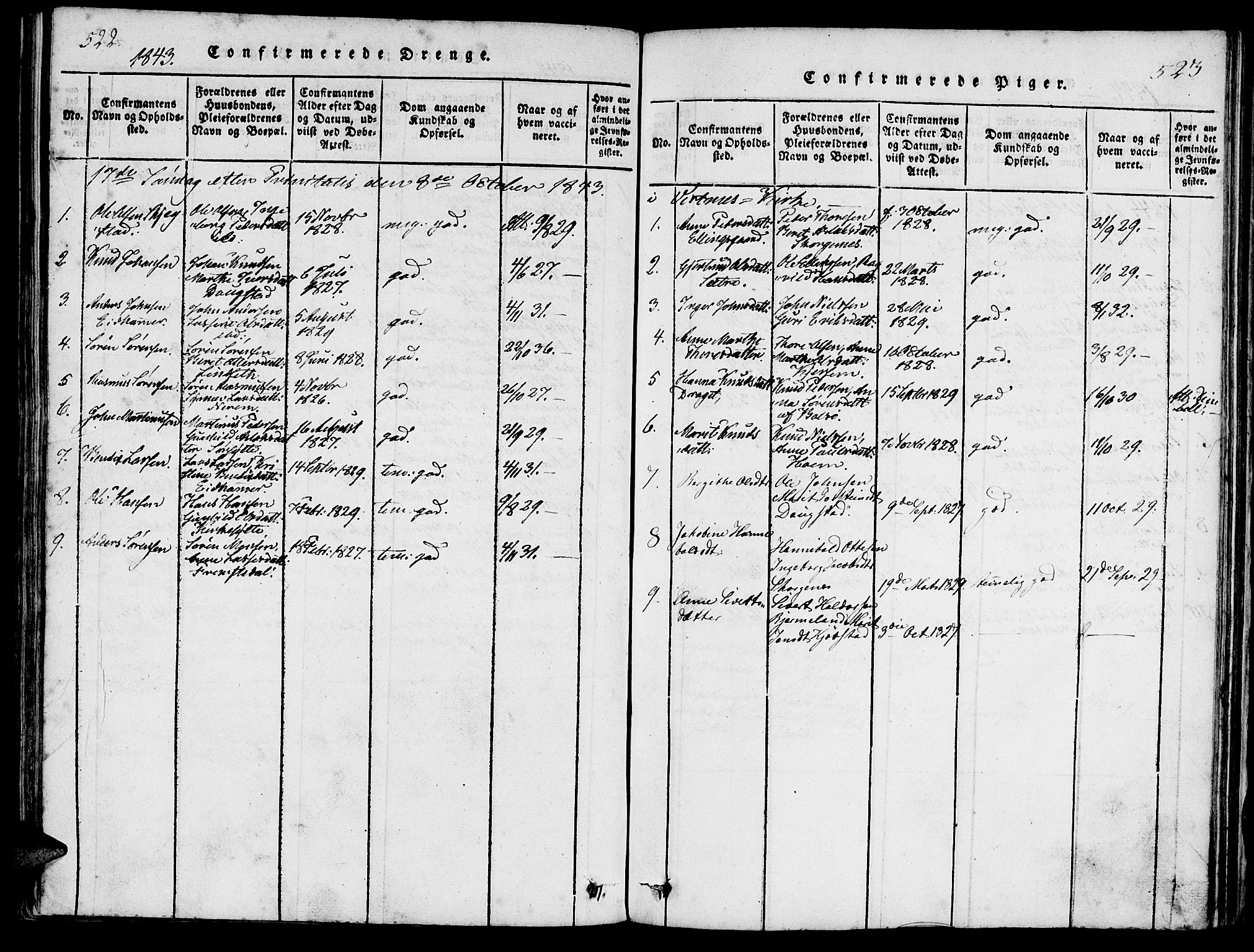 Ministerialprotokoller, klokkerbøker og fødselsregistre - Møre og Romsdal, SAT/A-1454/541/L0544: Parish register (official) no. 541A01, 1818-1847, p. 522-523