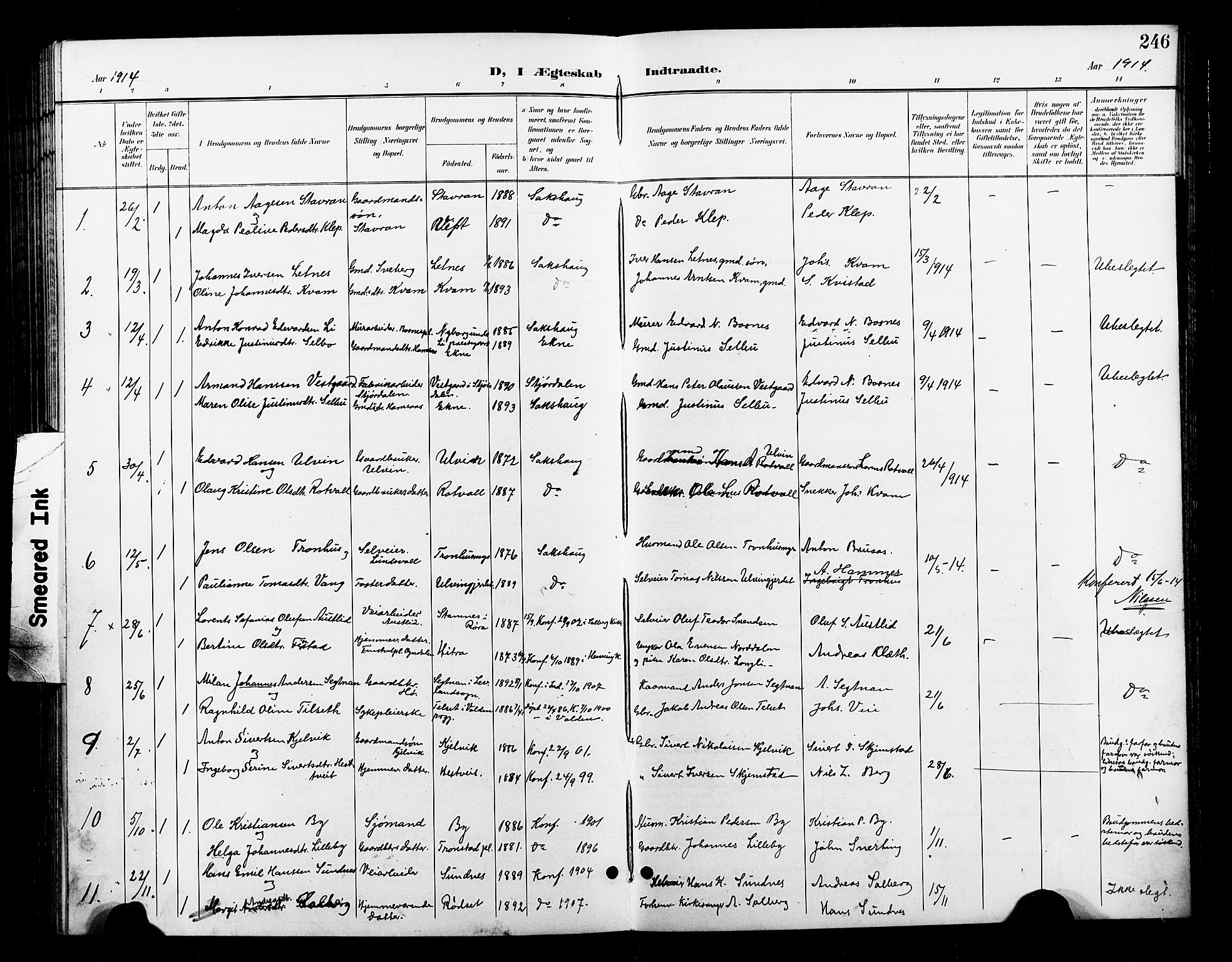Ministerialprotokoller, klokkerbøker og fødselsregistre - Nord-Trøndelag, SAT/A-1458/730/L0302: Parish register (copy) no. 730C05, 1898-1924, p. 246