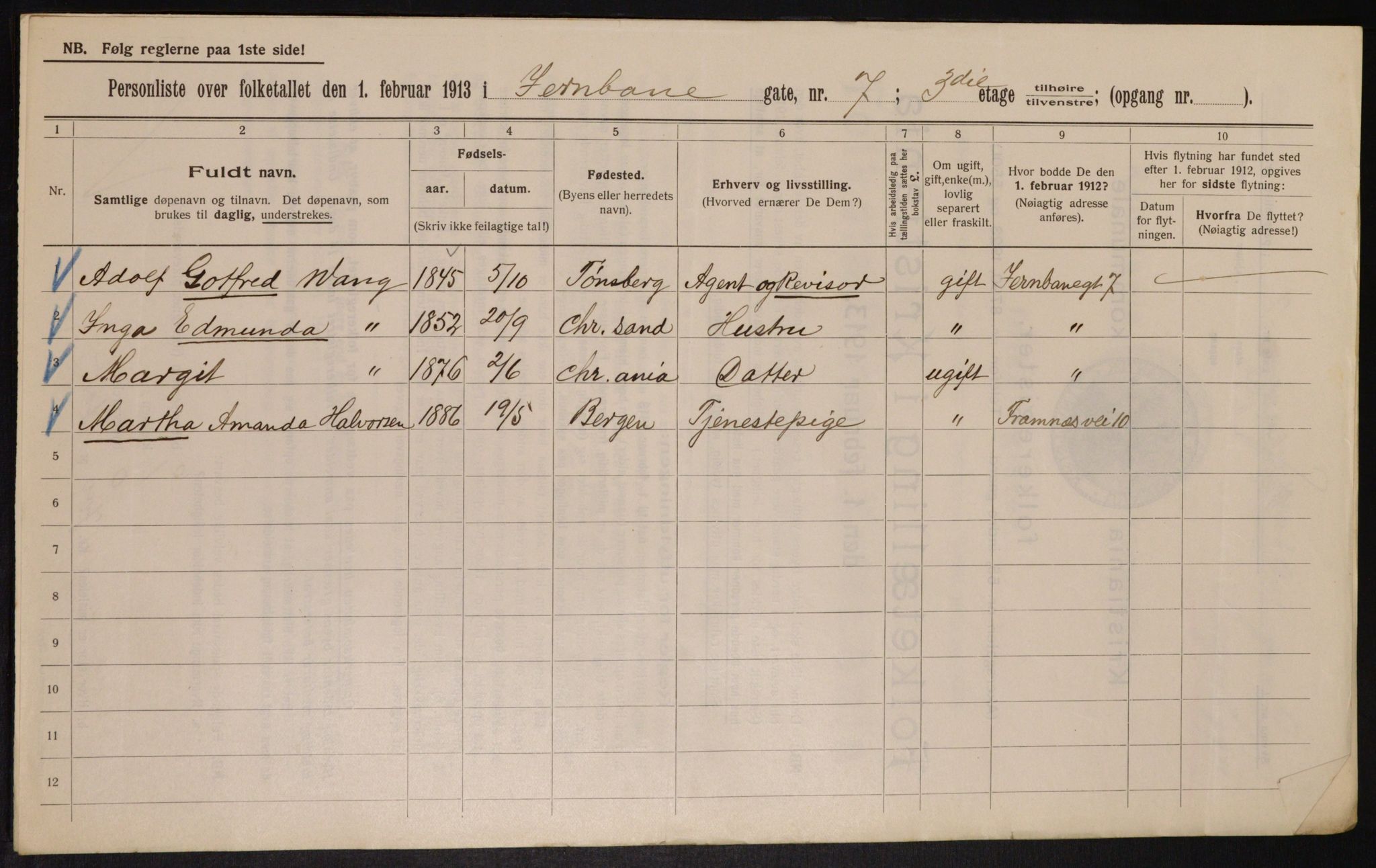 OBA, Municipal Census 1913 for Kristiania, 1913, p. 46564