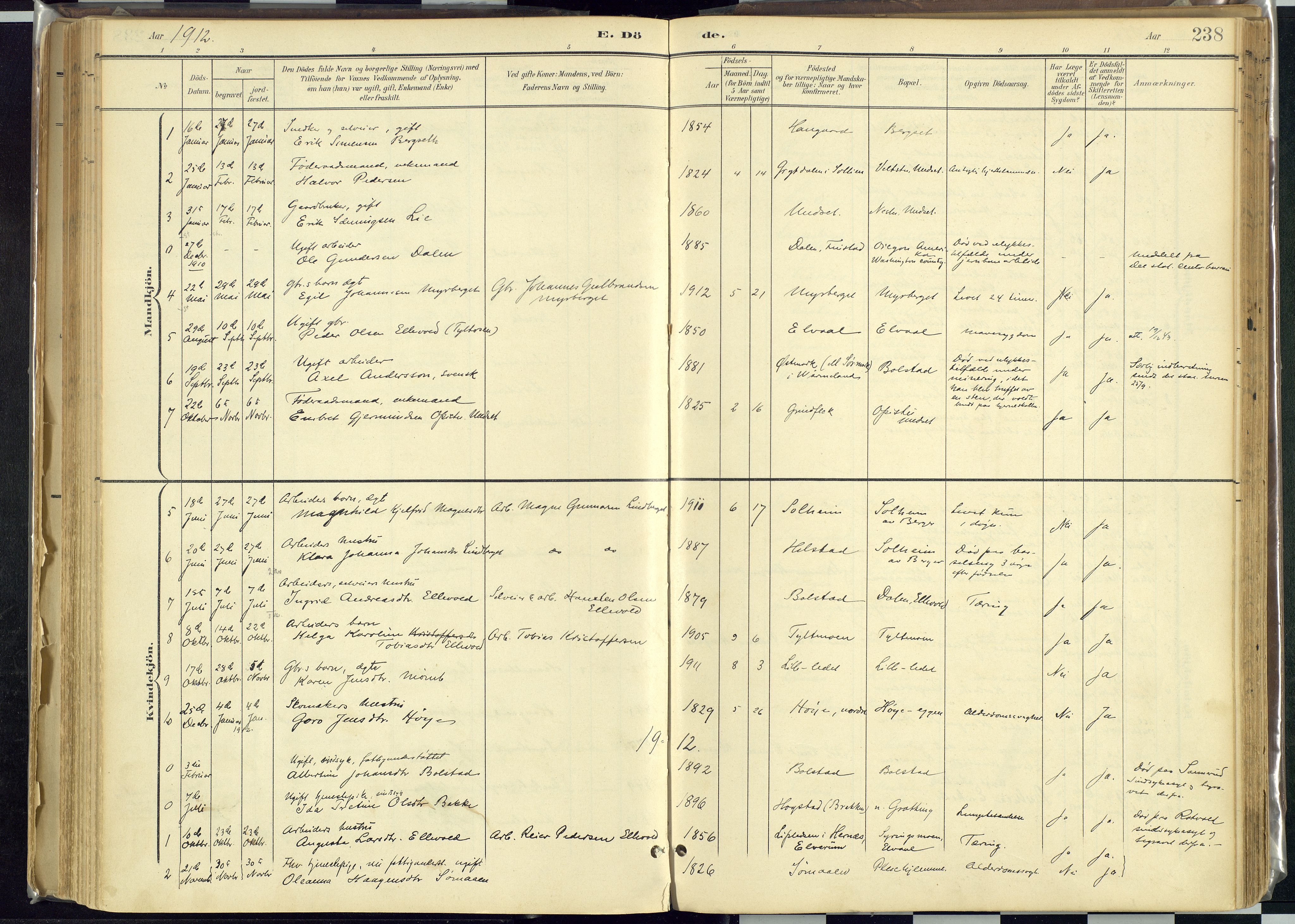 Rendalen prestekontor, SAH/PREST-054/H/Ha/Haa/L0012: Parish register (official) no. 12, 1901-1928, p. 238