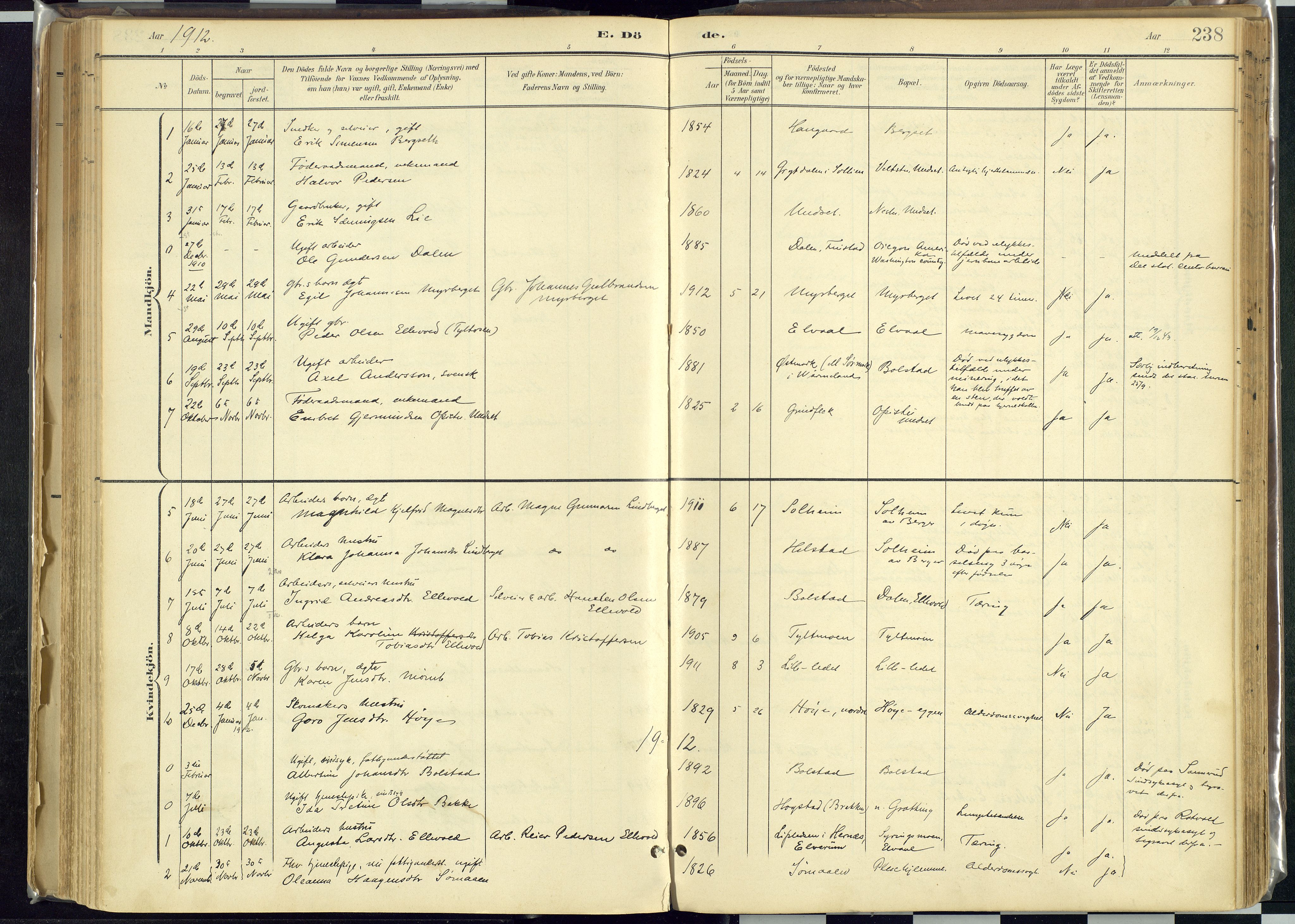 Rendalen prestekontor, AV/SAH-PREST-054/H/Ha/Haa/L0012: Parish register (official) no. 12, 1901-1928, p. 238