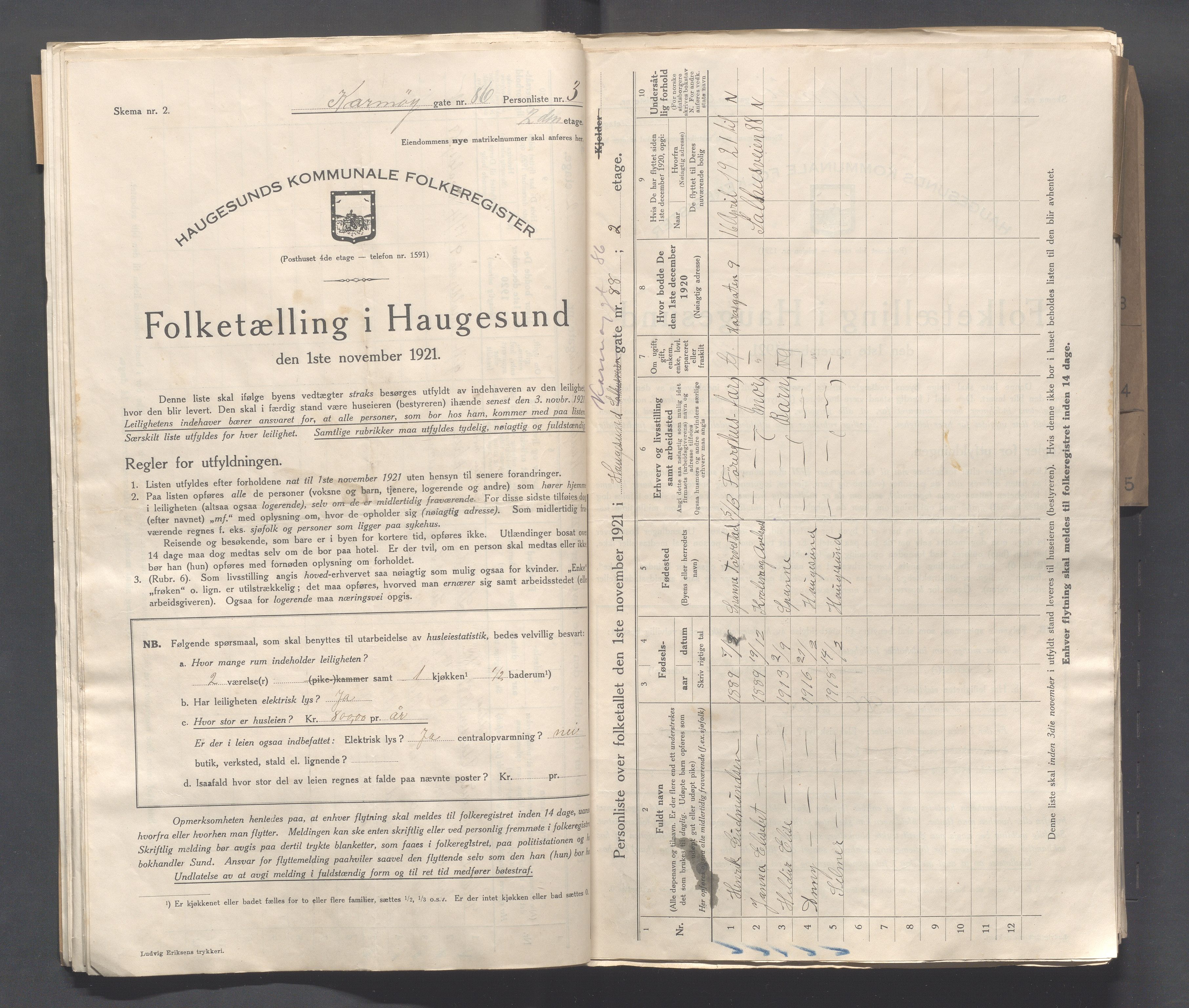 IKAR, Local census 1.11.1921 for Haugesund, 1921, p. 2653