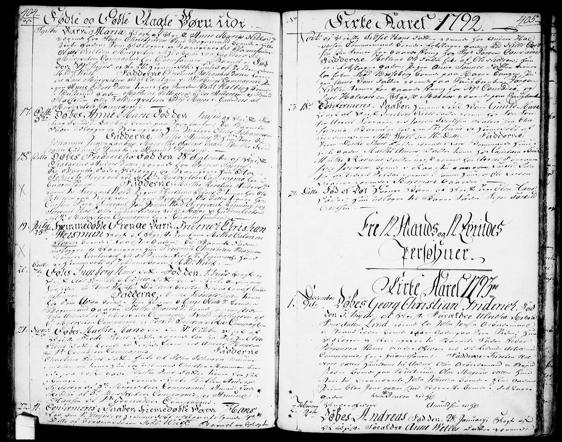 Halden prestekontor Kirkebøker, SAO/A-10909/F/Fa/L0002: Parish register (official) no. I 2, 1792-1812, p. 404-405
