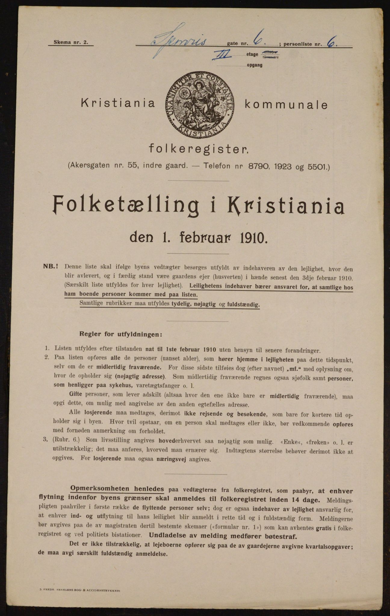 OBA, Municipal Census 1910 for Kristiania, 1910, p. 95544