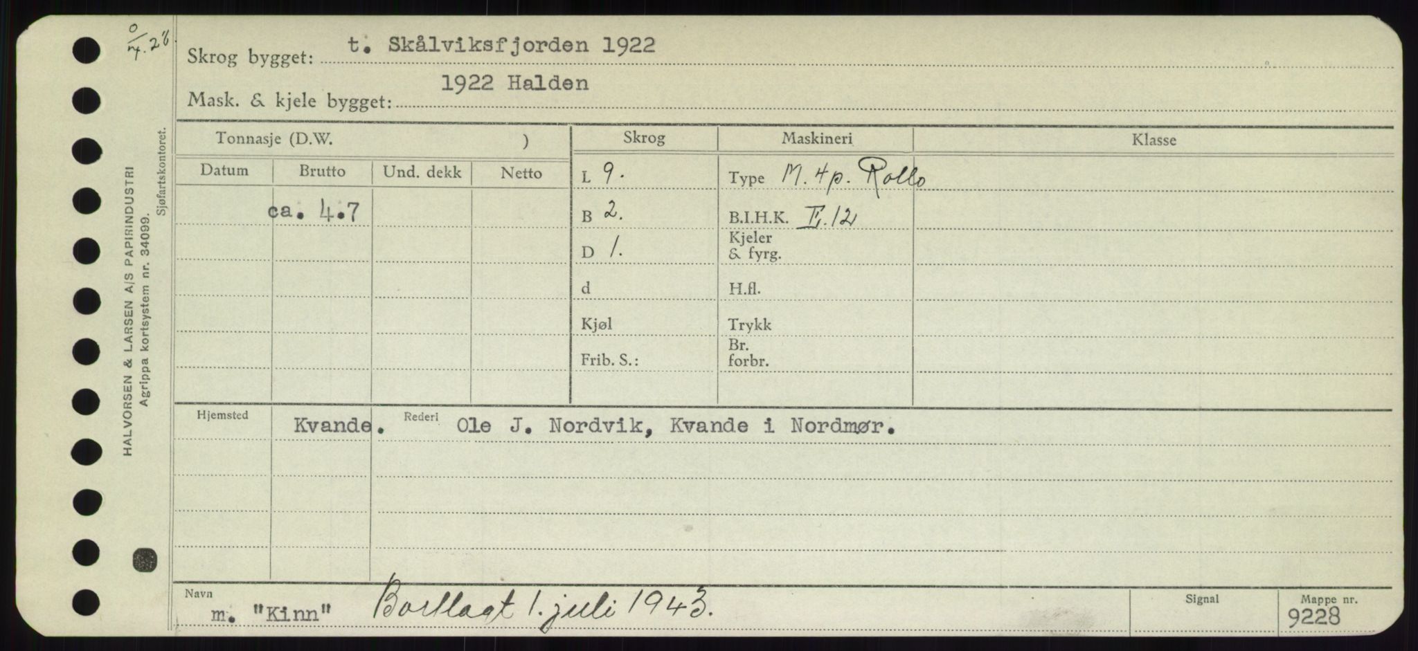 Sjøfartsdirektoratet med forløpere, Skipsmålingen, RA/S-1627/H/Hd/L0020: Fartøy, K-Kon, p. 269