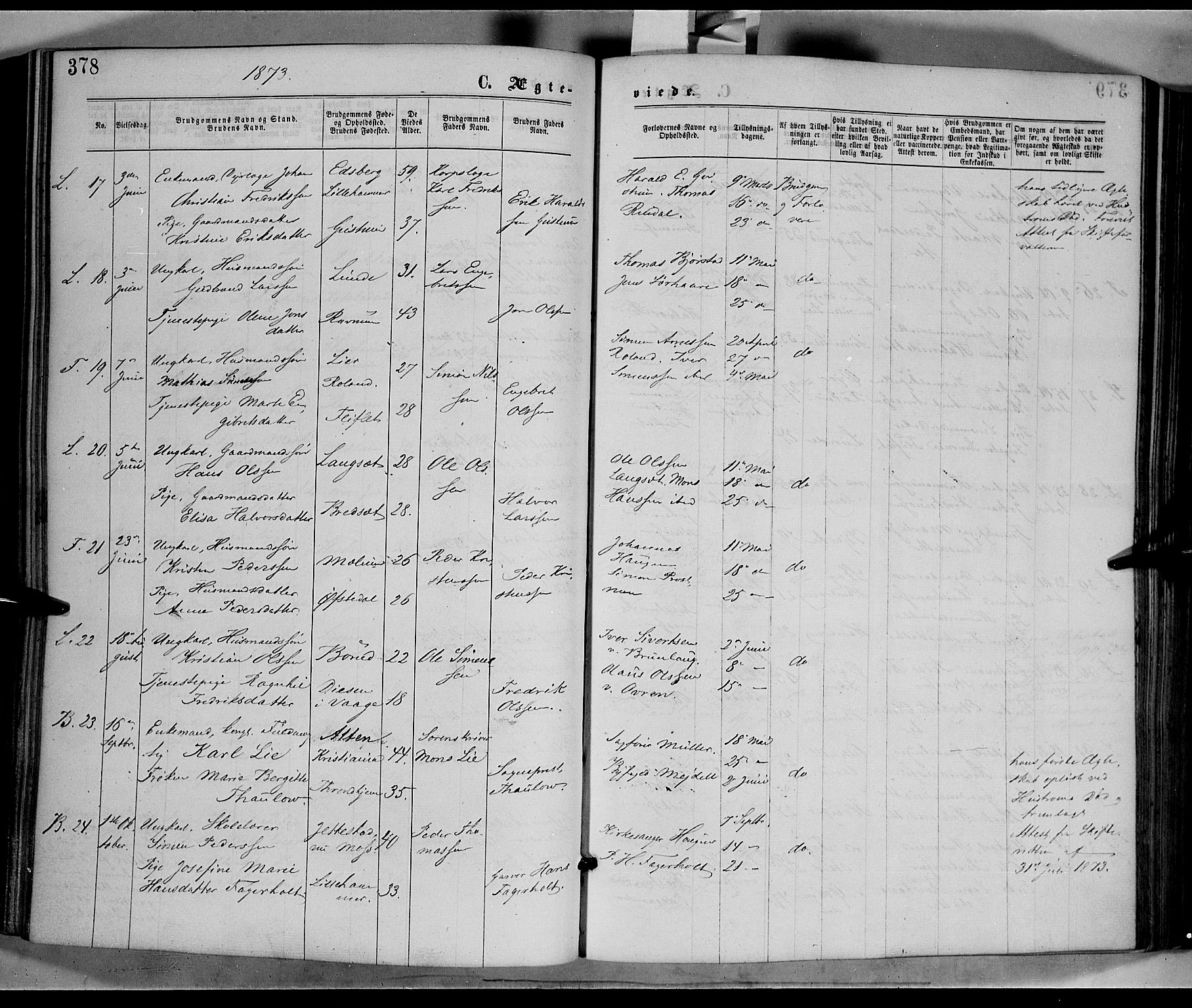 Fåberg prestekontor, AV/SAH-PREST-086/H/Ha/Haa/L0007: Parish register (official) no. 7, 1868-1878, p. 378