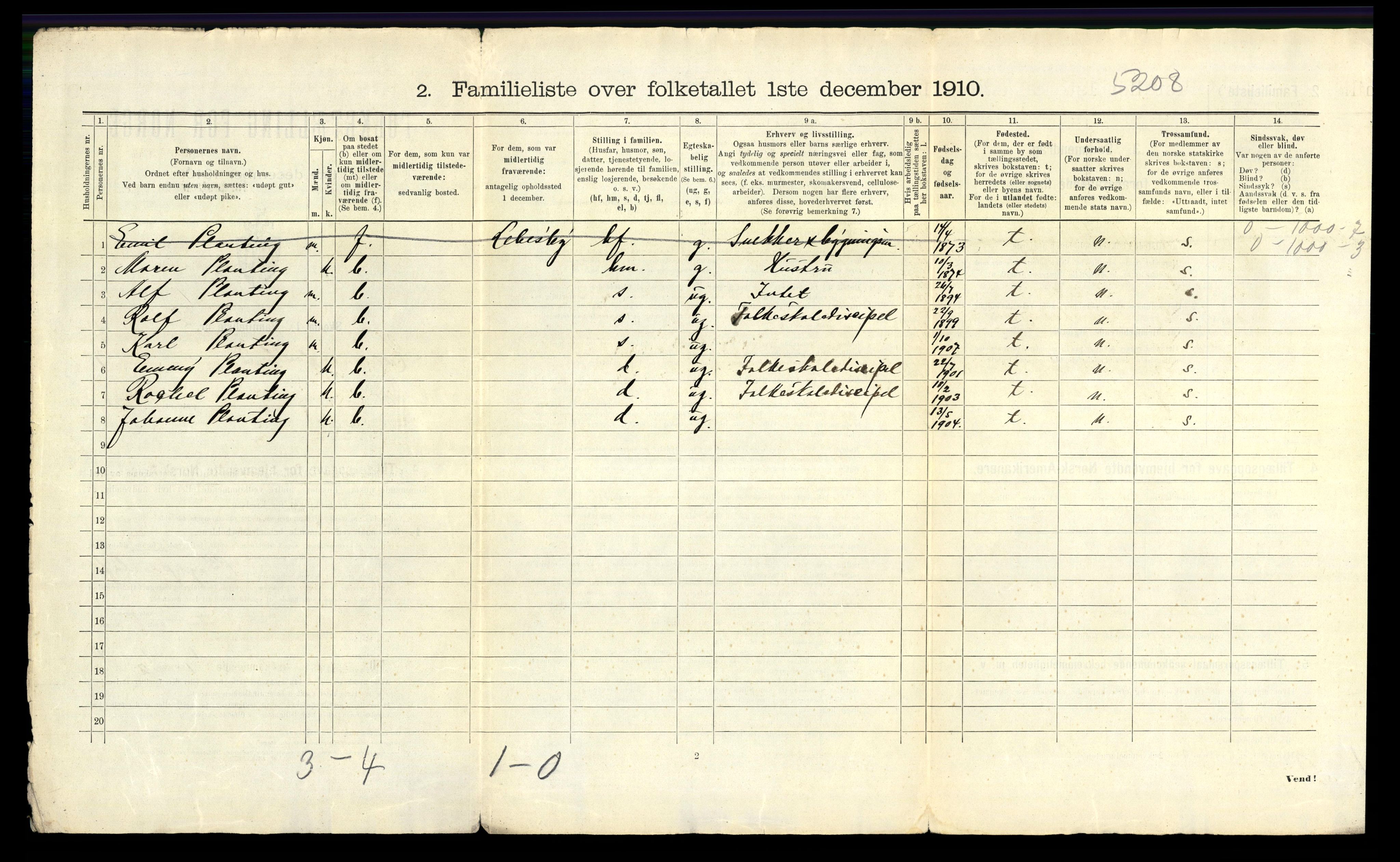 RA, 1910 census for Hammerfest, 1910, p. 29