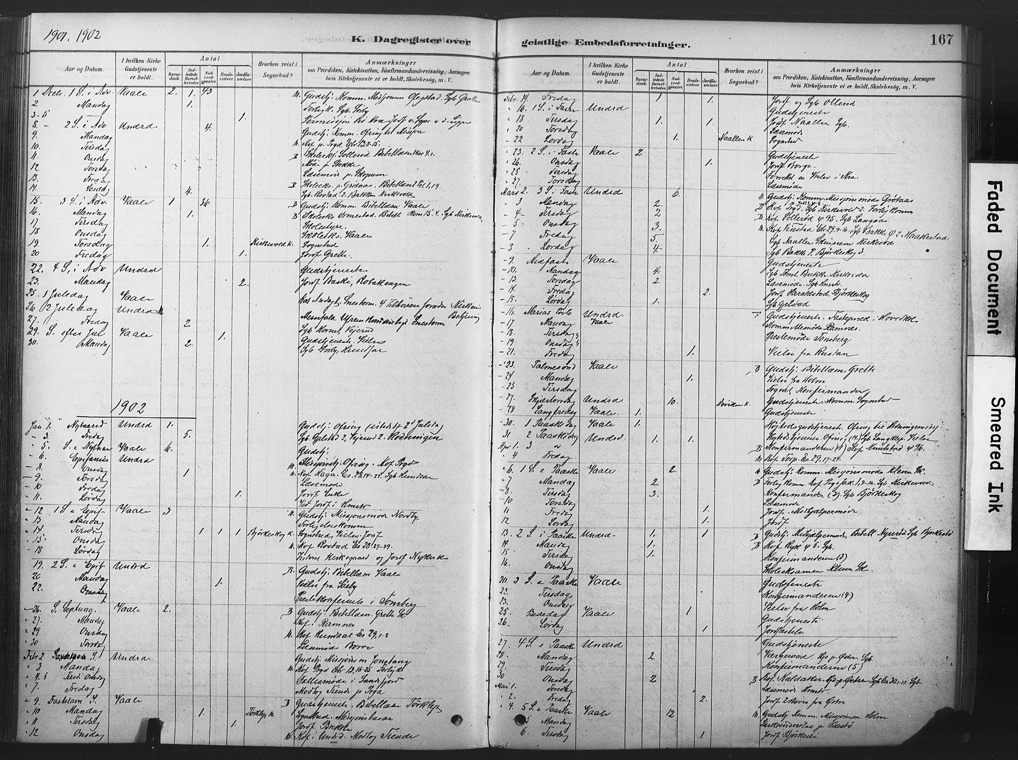 Våle kirkebøker, AV/SAKO-A-334/F/Fb/L0002: Parish register (official) no. II 2, 1878-1907, p. 167