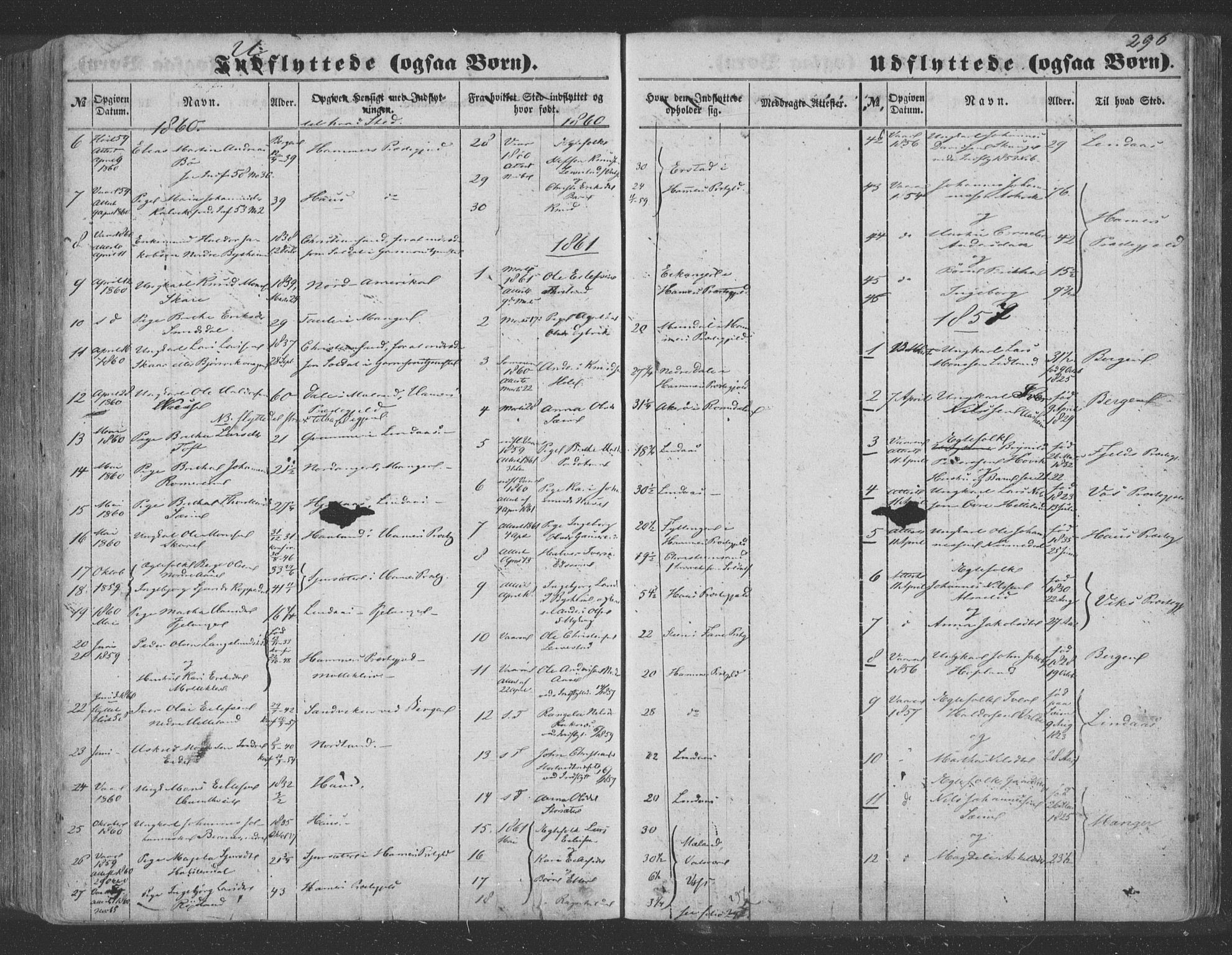 Hosanger sokneprestembete, SAB/A-75801/H/Haa: Parish register (official) no. A 8, 1849-1863, p. 296