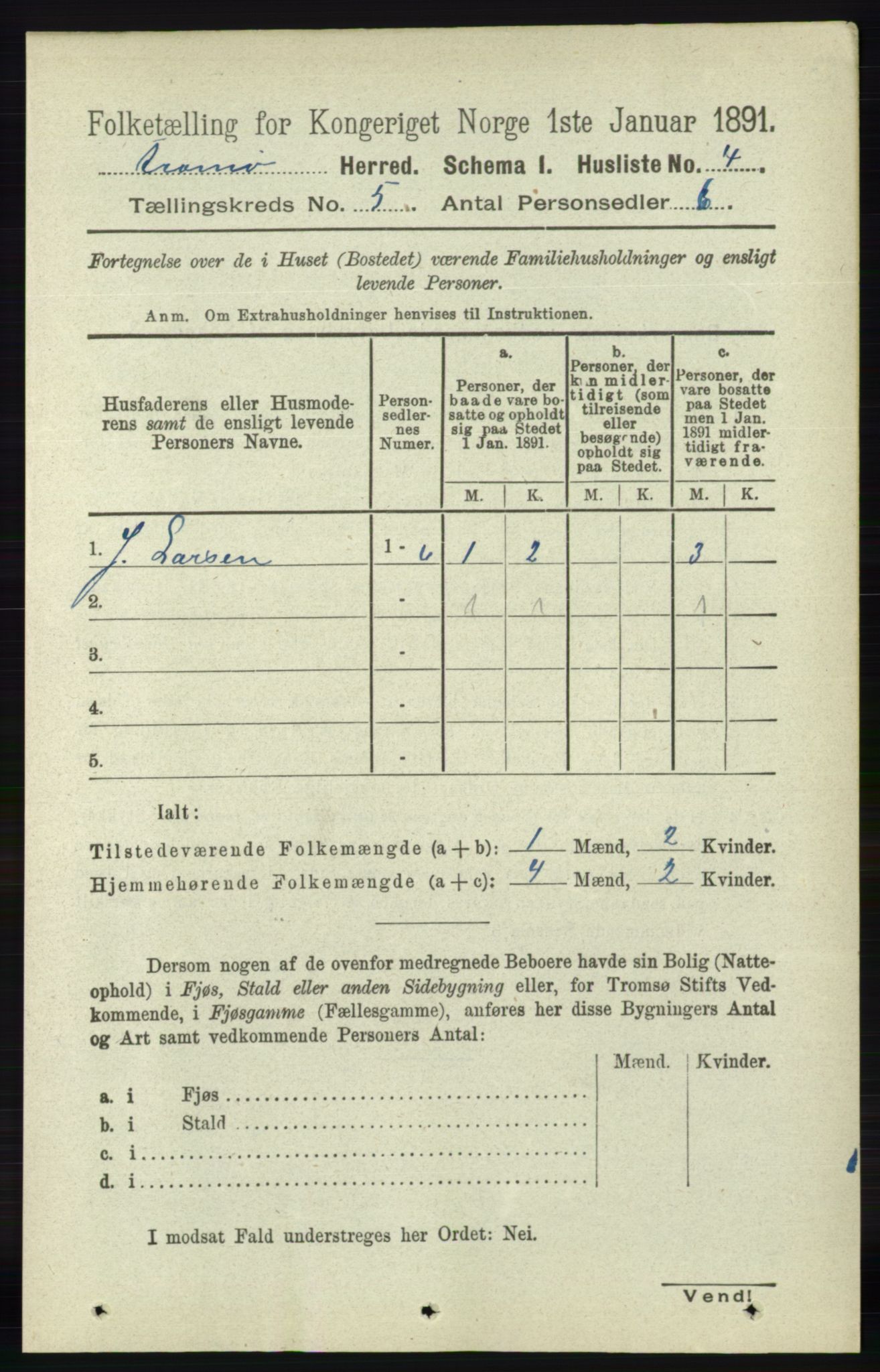 RA, 1891 census for 0921 Tromøy, 1891, p. 2074