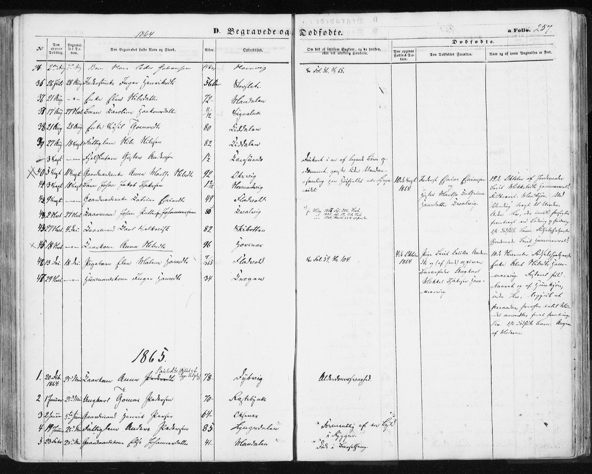 Lyngen sokneprestembete, AV/SATØ-S-1289/H/He/Hea/L0005kirke: Parish register (official) no. 5, 1859-1869, p. 257