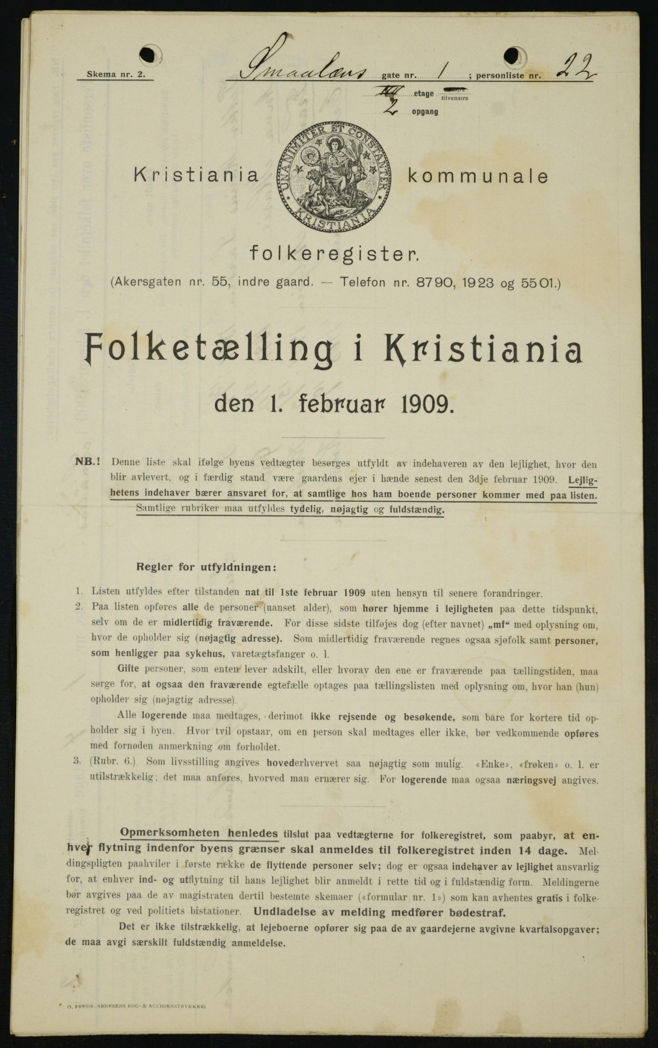 OBA, Municipal Census 1909 for Kristiania, 1909, p. 88588