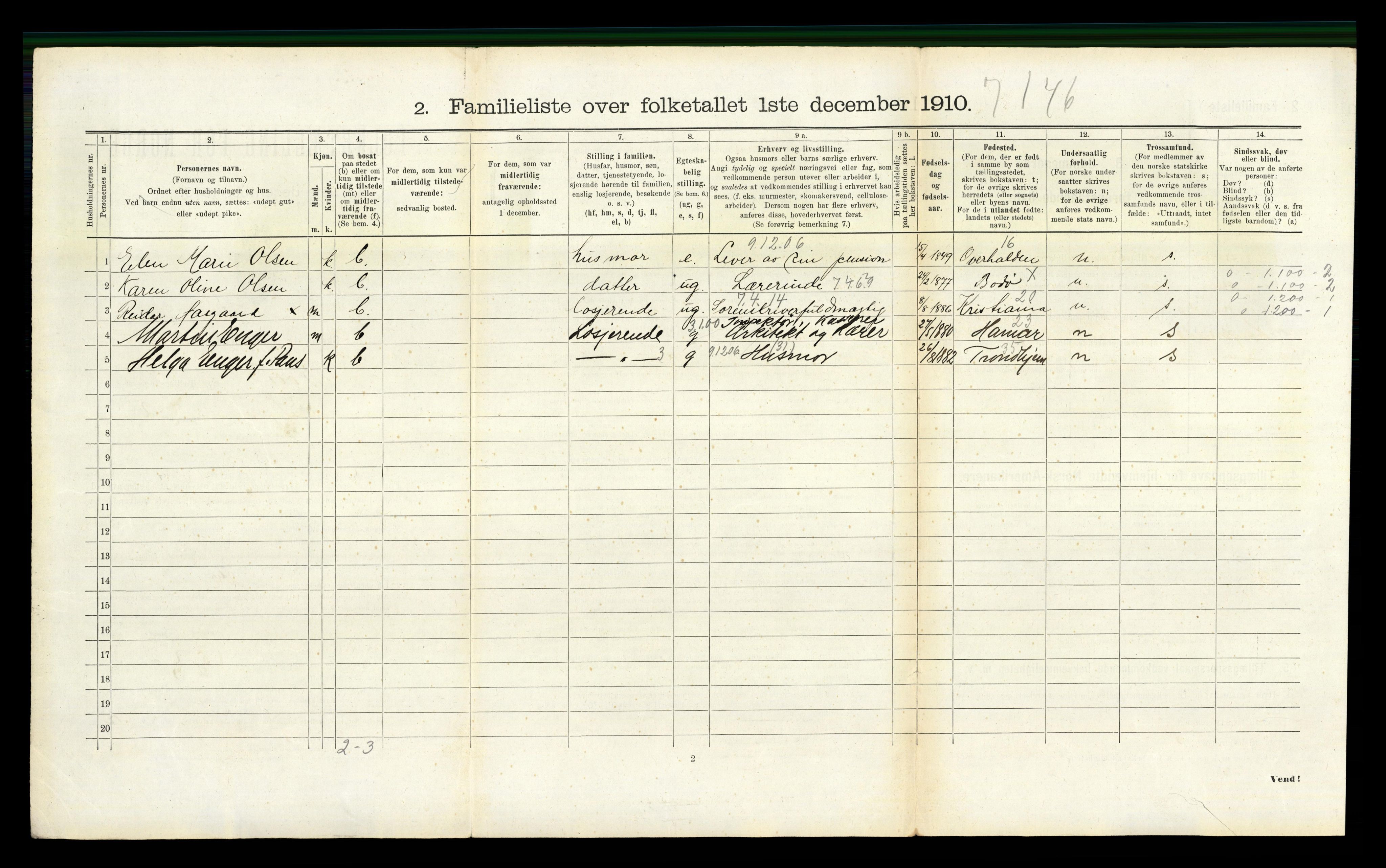 RA, 1910 census for Bodø, 1910, p. 1336