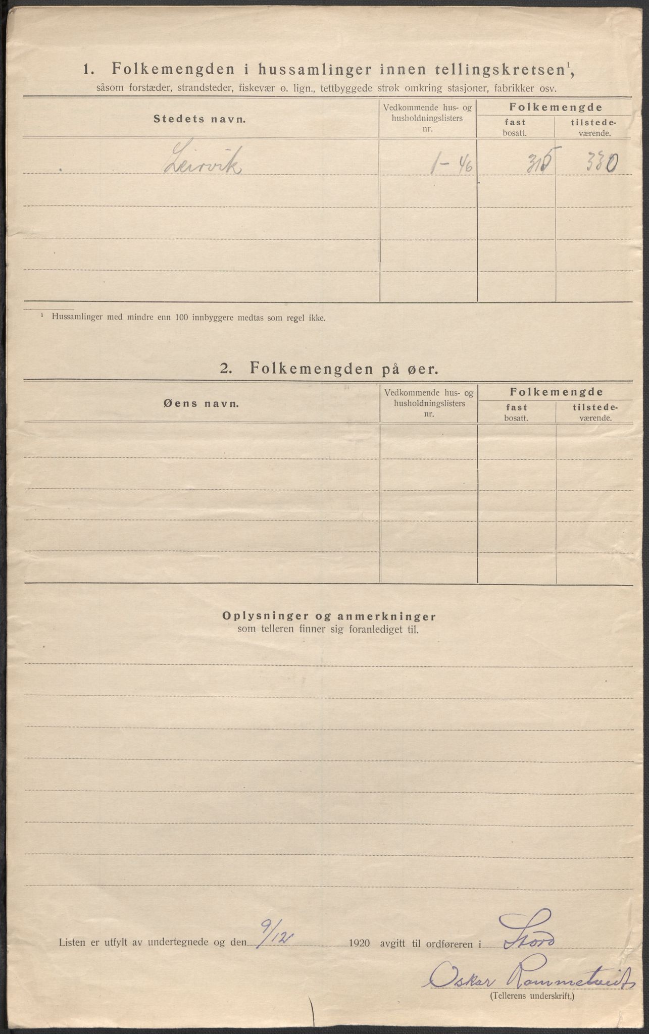 SAB, 1920 census for Stord, 1920, p. 37