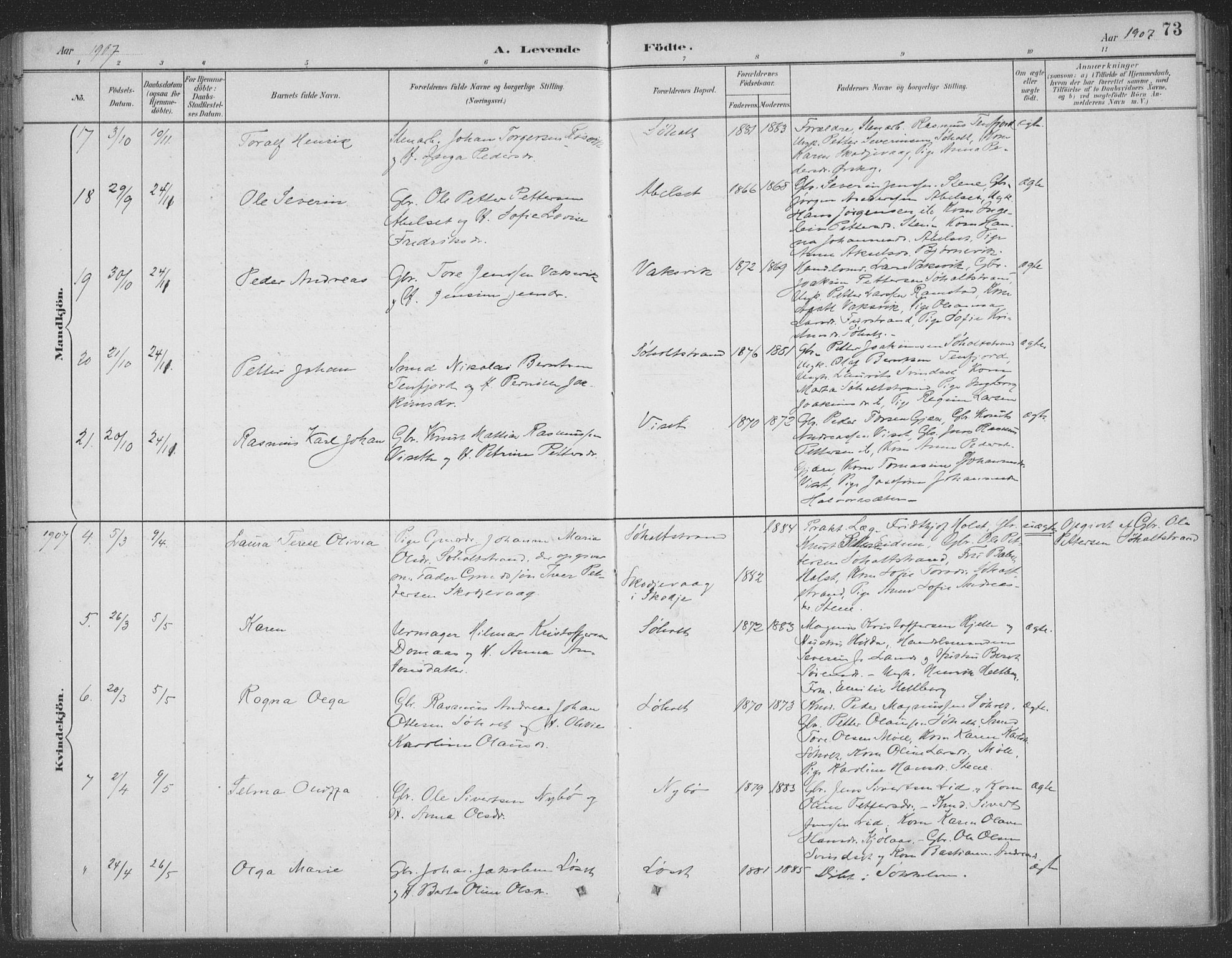 Ministerialprotokoller, klokkerbøker og fødselsregistre - Møre og Romsdal, SAT/A-1454/522/L0316: Parish register (official) no. 522A11, 1890-1911, p. 73