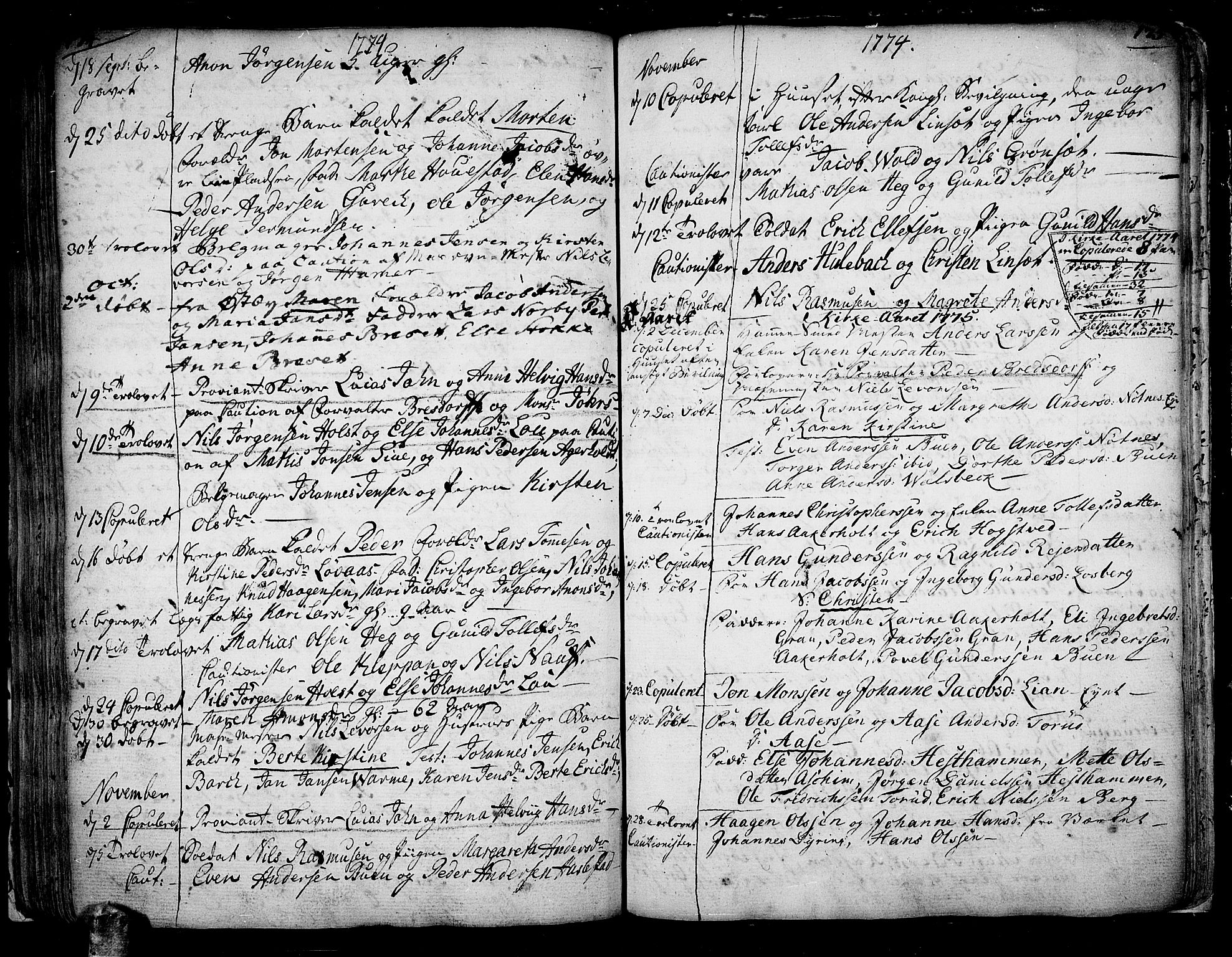 Hof kirkebøker, AV/SAKO-A-64/F/Fa/L0002: Parish register (official) no. I 2, 1746-1781, p. 174-175