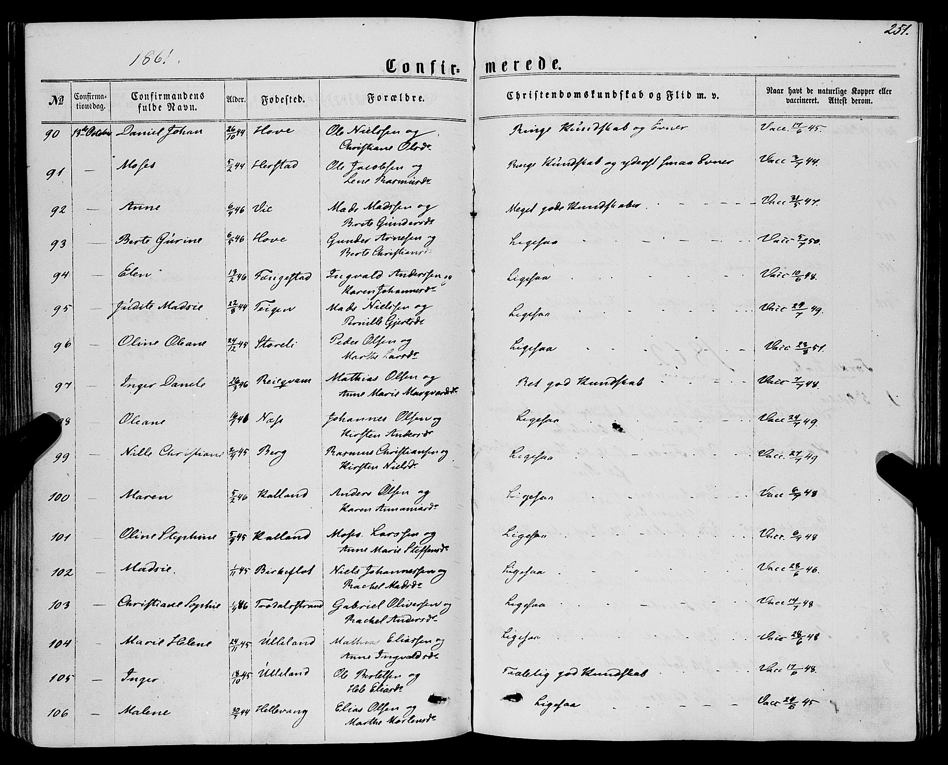 Førde sokneprestembete, SAB/A-79901/H/Haa/Haaa/L0009: Parish register (official) no. A 9, 1861-1877, p. 251