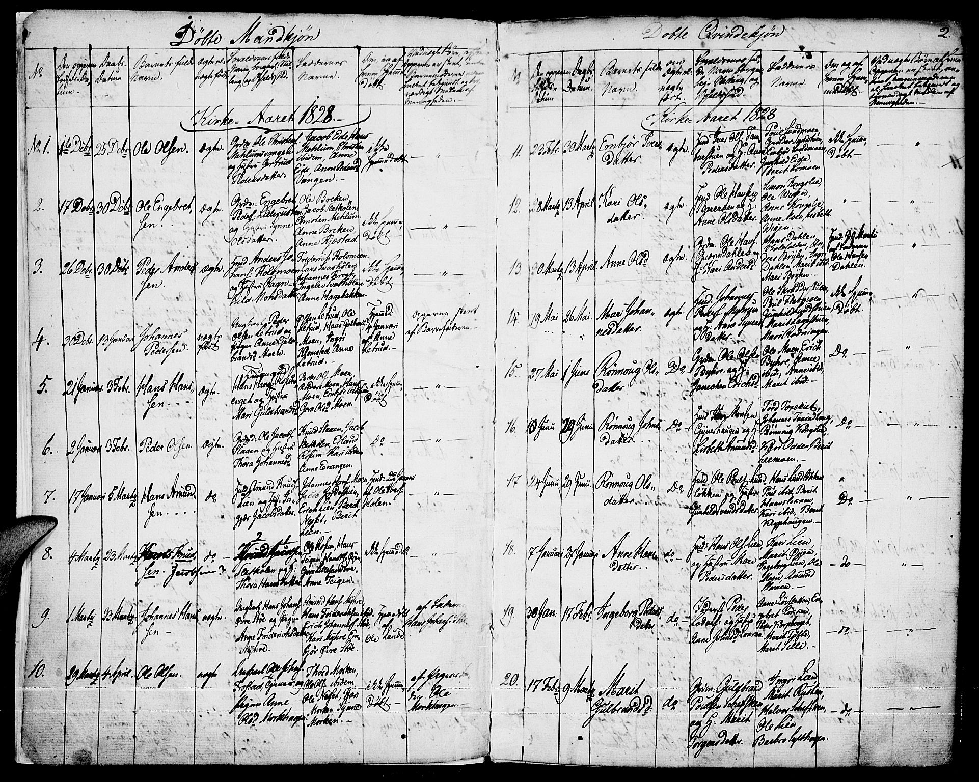 Fron prestekontor, AV/SAH-PREST-078/H/Ha/Haa/L0003: Parish register (official) no. 3, 1828-1838, p. 2