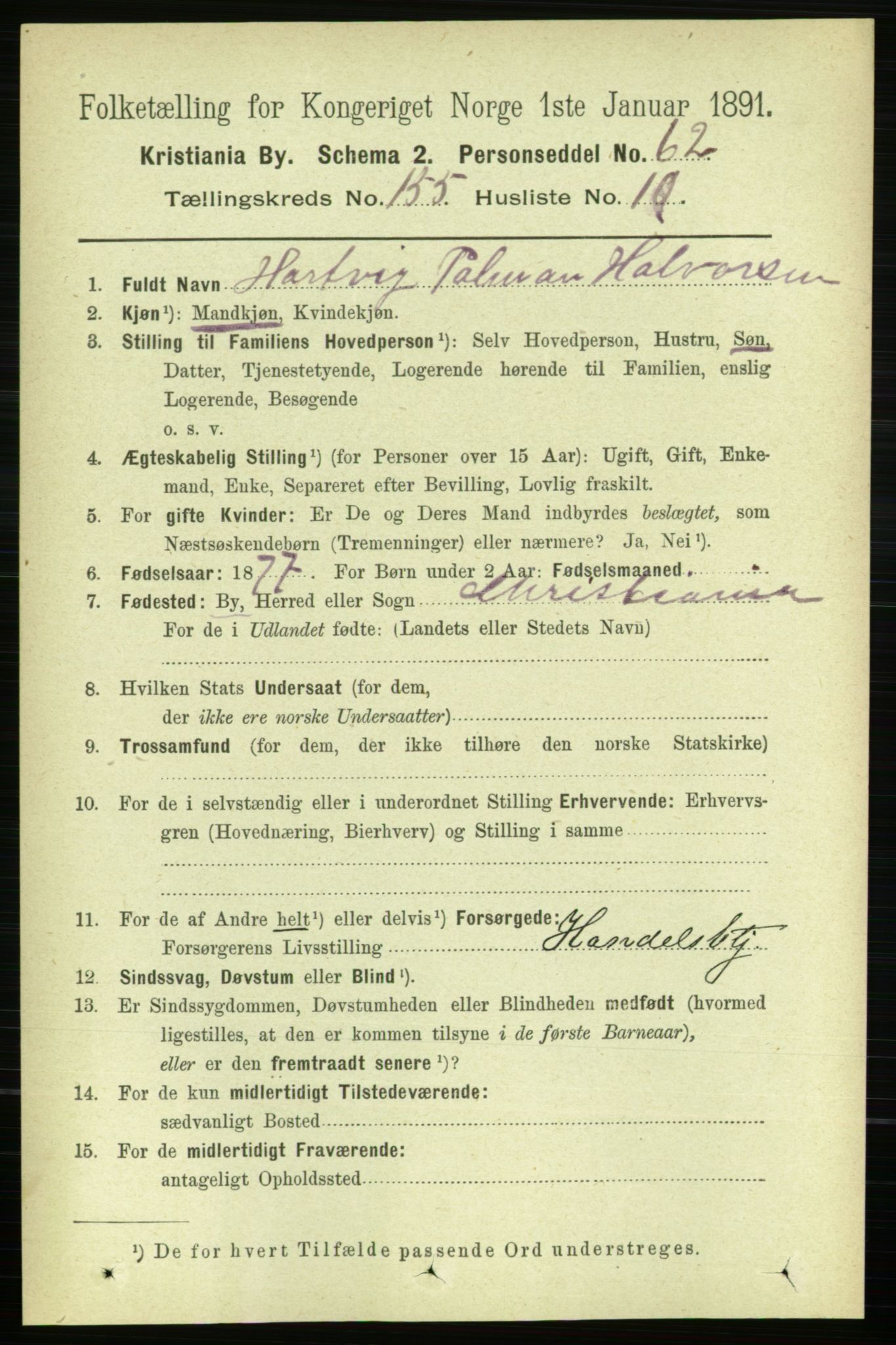 RA, 1891 census for 0301 Kristiania, 1891, p. 88482
