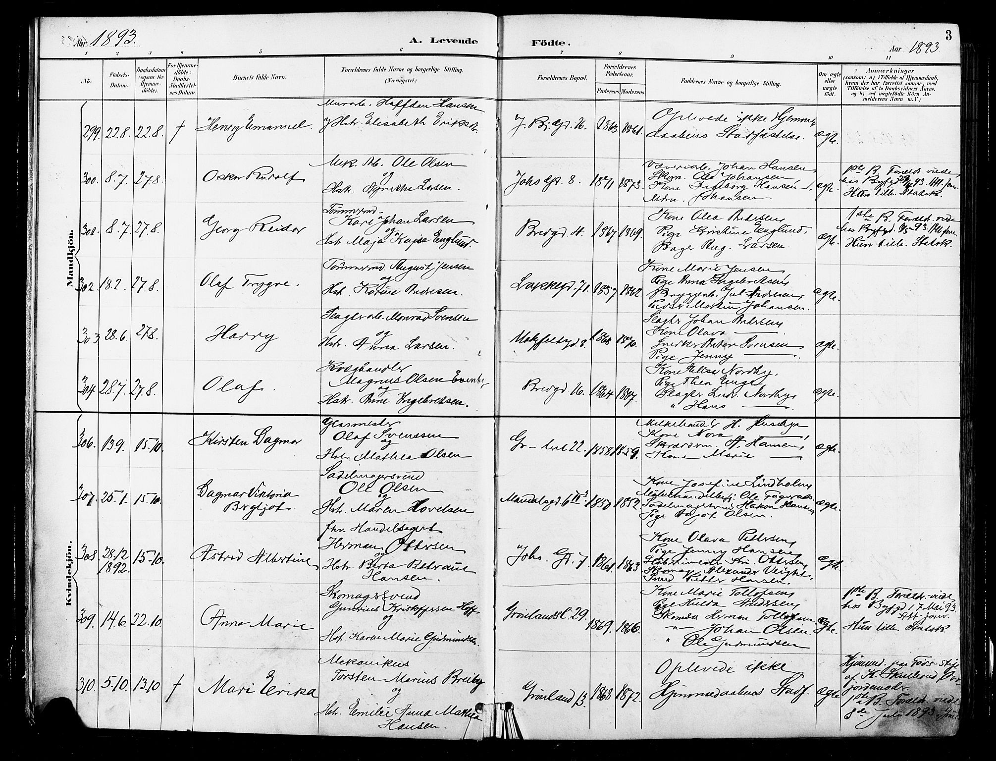 Grønland prestekontor Kirkebøker, AV/SAO-A-10848/F/Fa/L0012: Parish register (official) no. 12, 1893-1900, p. 3