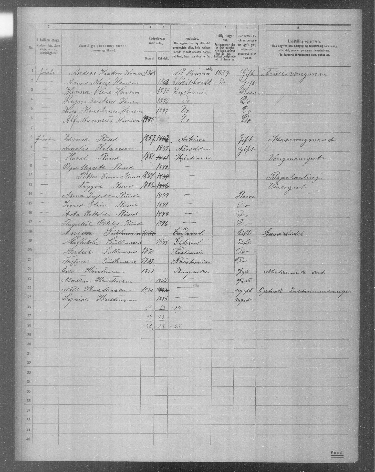 OBA, Municipal Census 1904 for Kristiania, 1904, p. 9876