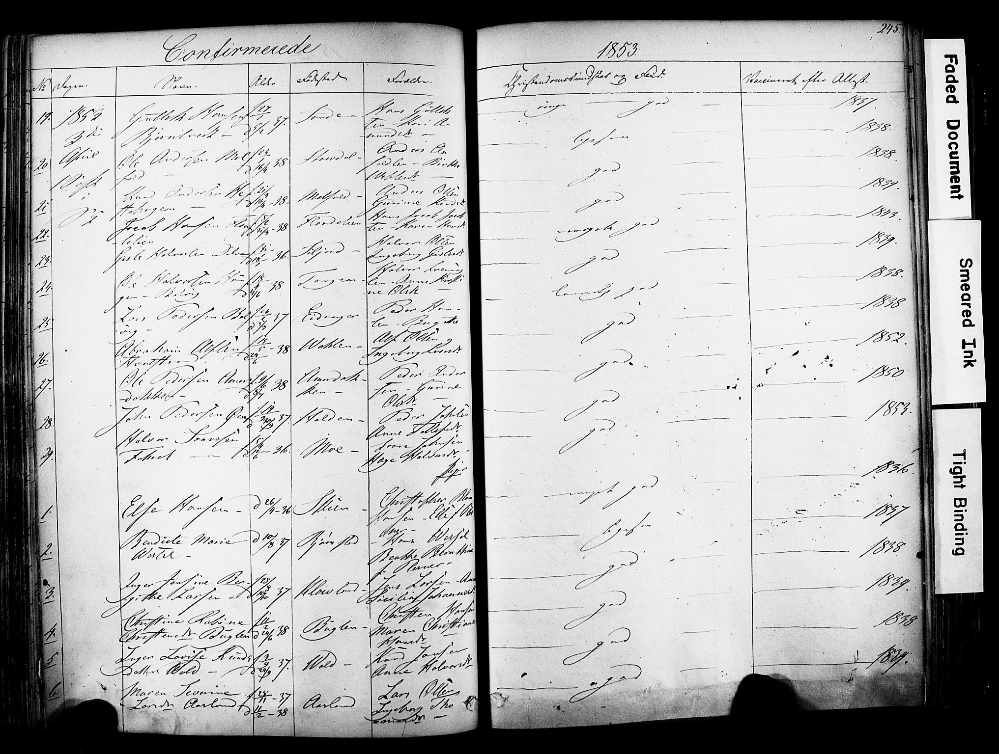 Solum kirkebøker, SAKO/A-306/F/Fa/L0006: Parish register (official) no. I 6, 1844-1855, p. 245