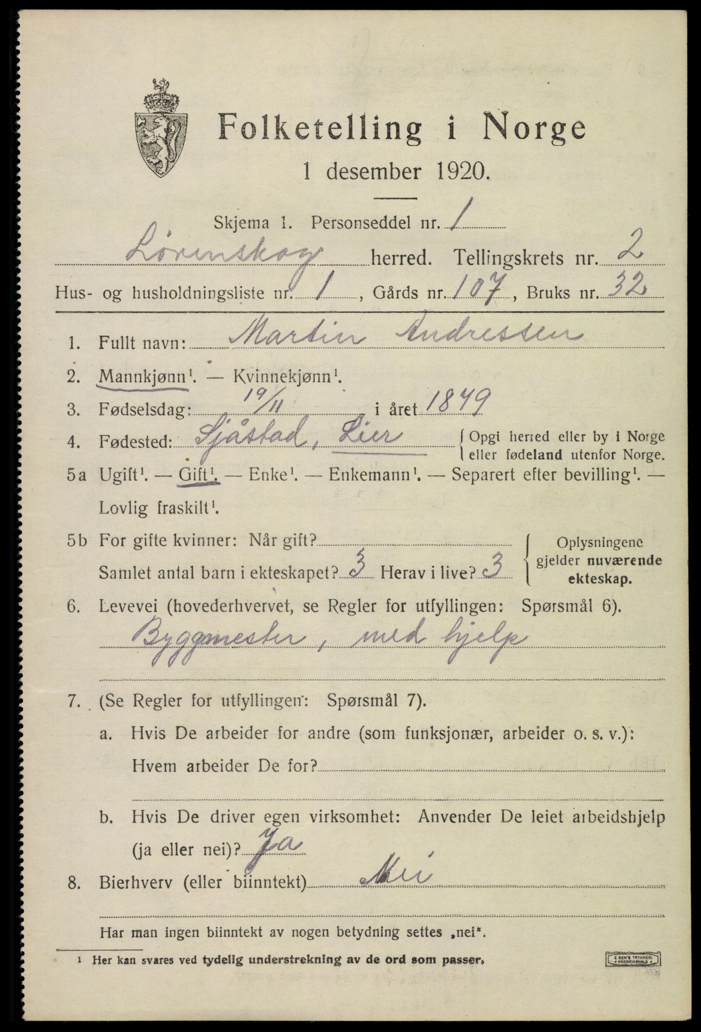 SAO, 1920 census for Lørenskog, 1920, p. 2141