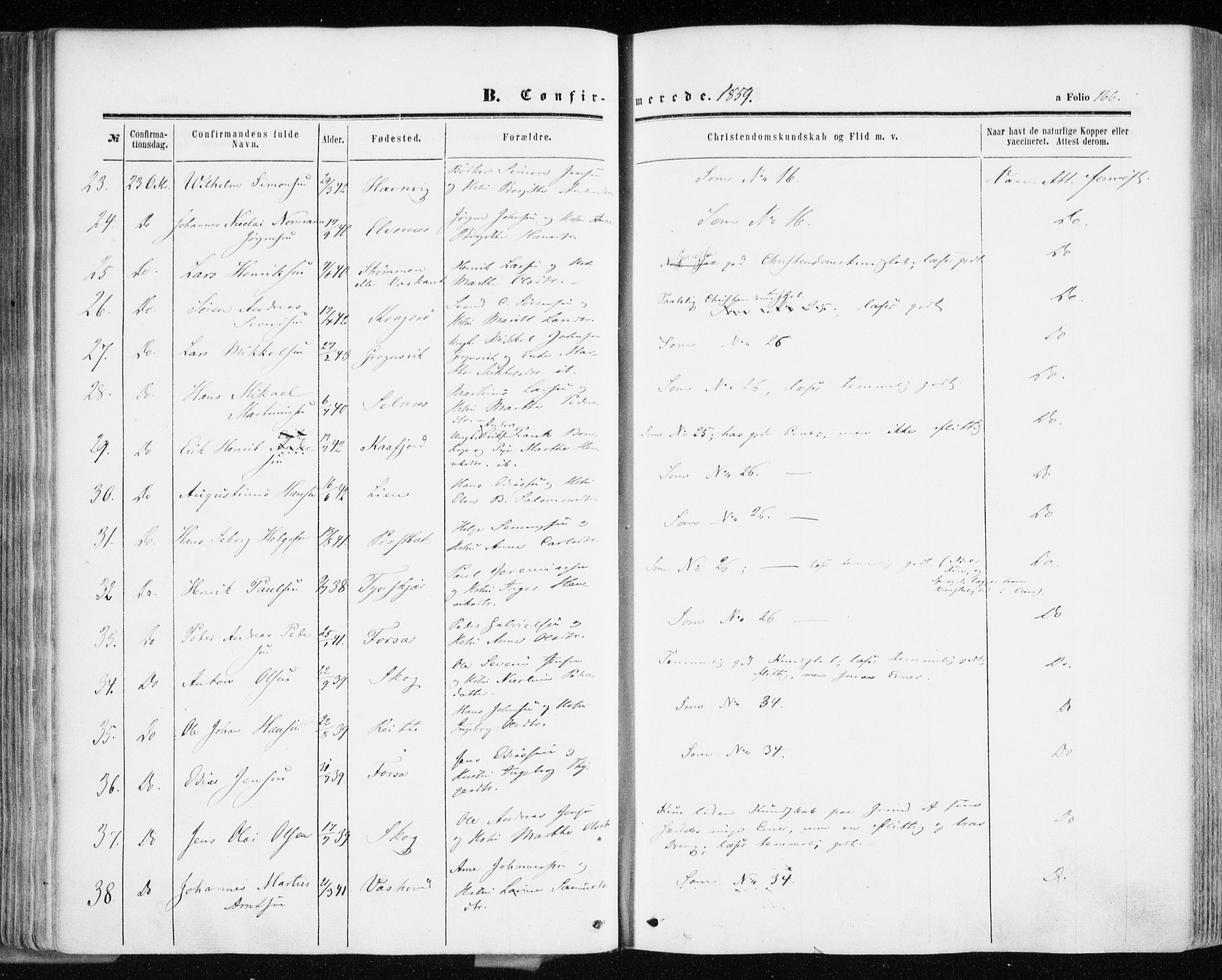 Ibestad sokneprestembete, AV/SATØ-S-0077/H/Ha/Haa/L0009kirke: Parish register (official) no. 9, 1859-1868, p. 166