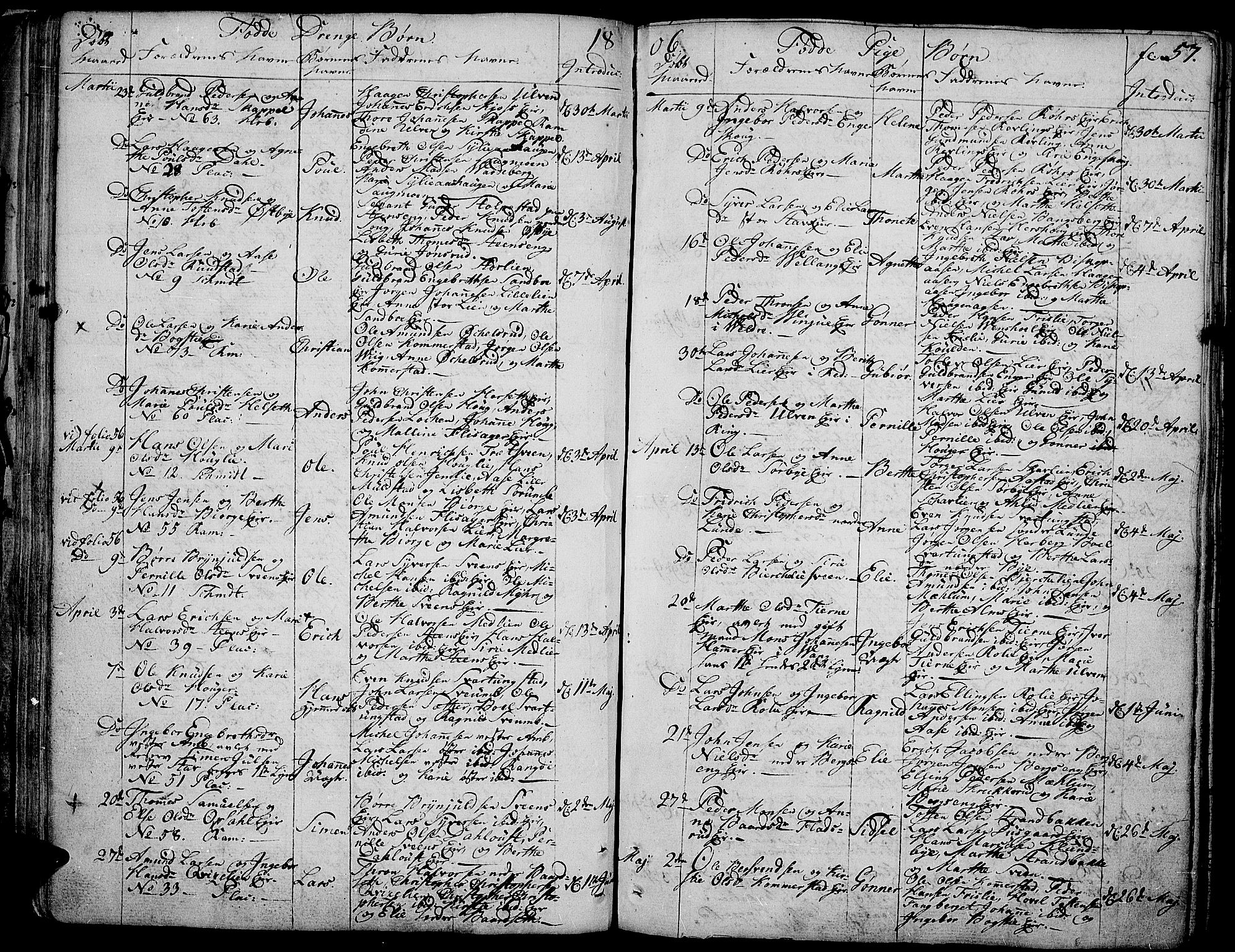 Ringsaker prestekontor, AV/SAH-PREST-014/K/Ka/L0004: Parish register (official) no. 4, 1799-1814, p. 57