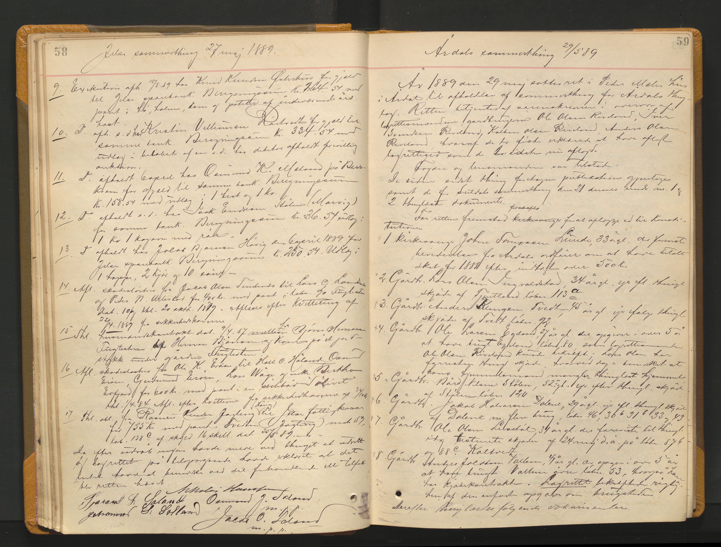 Ryfylke tingrett, AV/SAST-A-100055/001/I/IB/IB0/L0015: Tingbok, Ryfylke, 1889-1891, p. 58-59