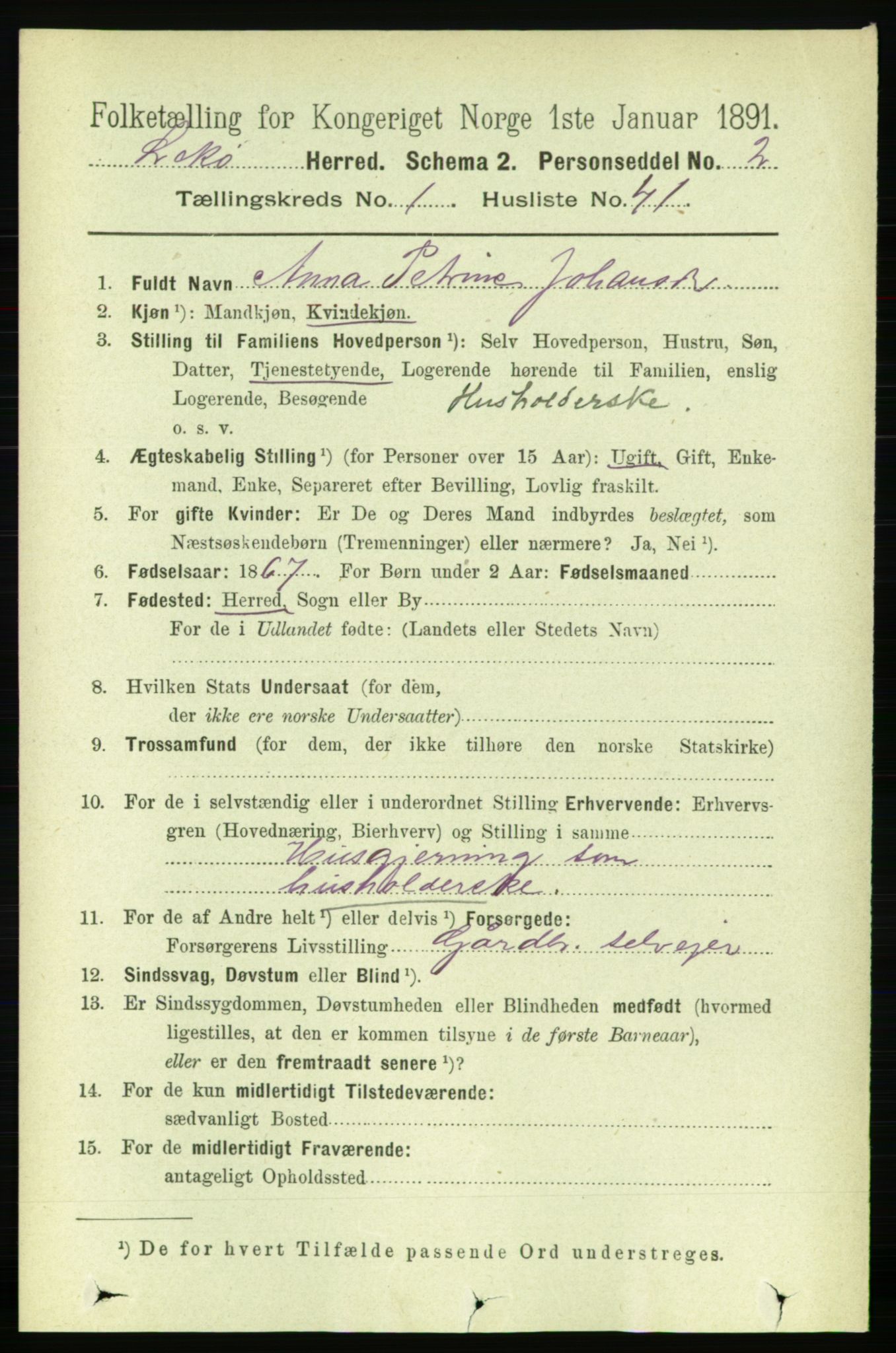 RA, 1891 census for 1755 Leka, 1891, p. 400