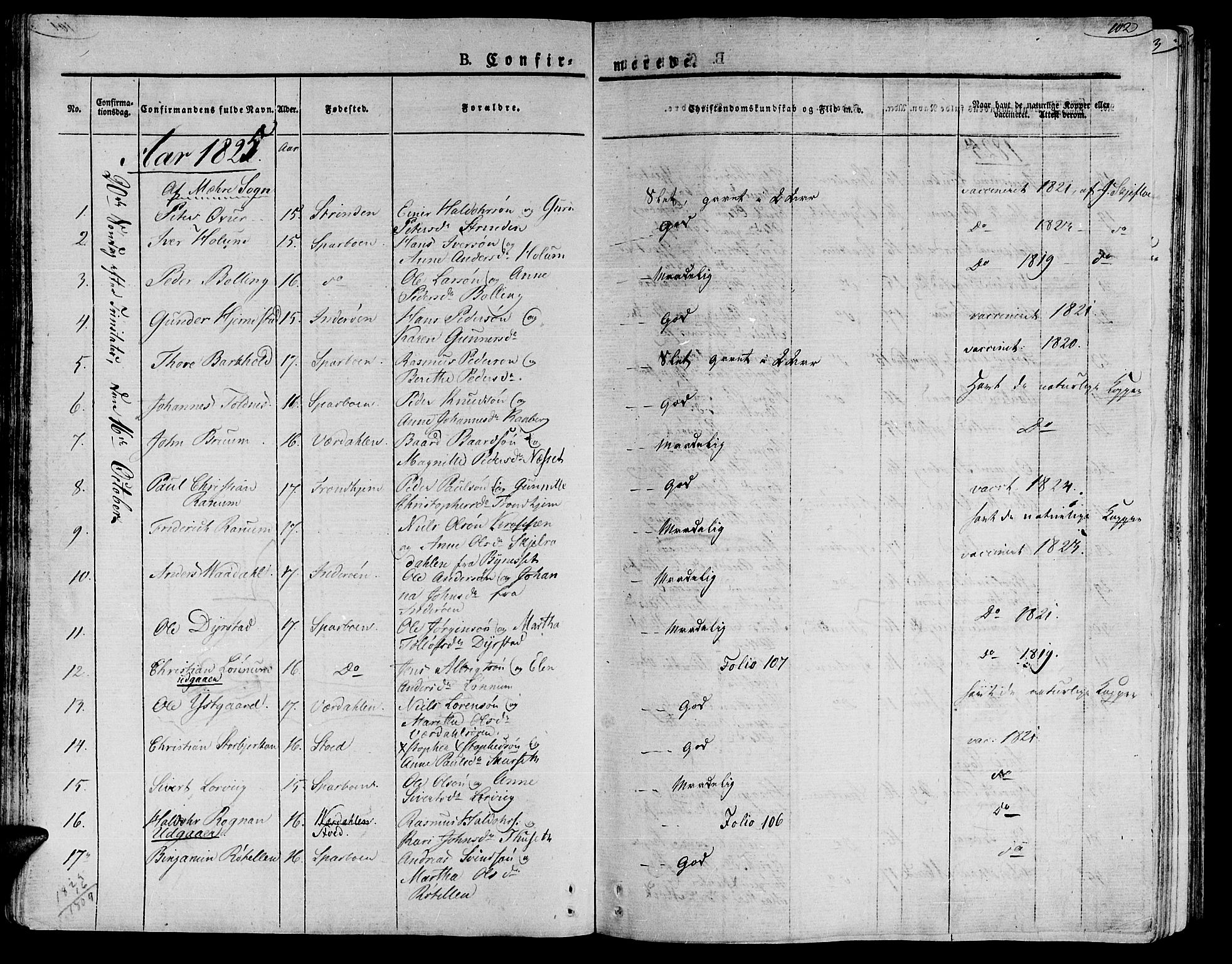 Ministerialprotokoller, klokkerbøker og fødselsregistre - Nord-Trøndelag, SAT/A-1458/735/L0336: Parish register (official) no. 735A05 /1, 1825-1835, p. 102