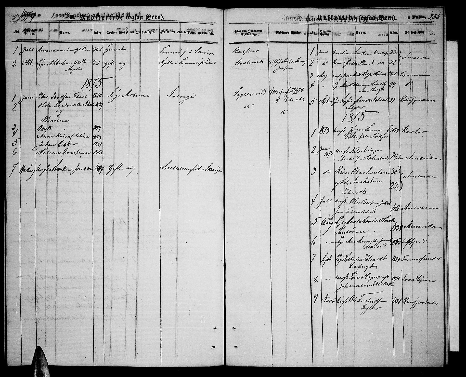 Balsfjord sokneprestembete, SATØ/S-1303/G/Ga/L0006klokker: Parish register (copy) no. 6, 1863-1878, p. 235