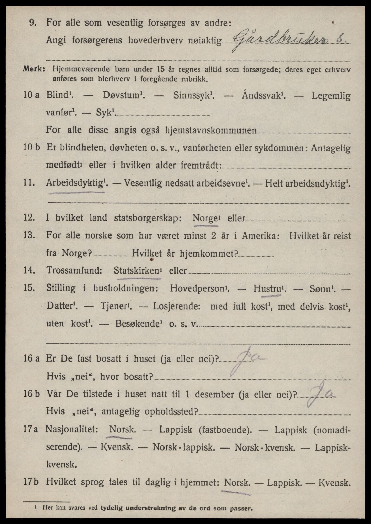 SAT, 1920 census for Hemne, 1920, p. 7549