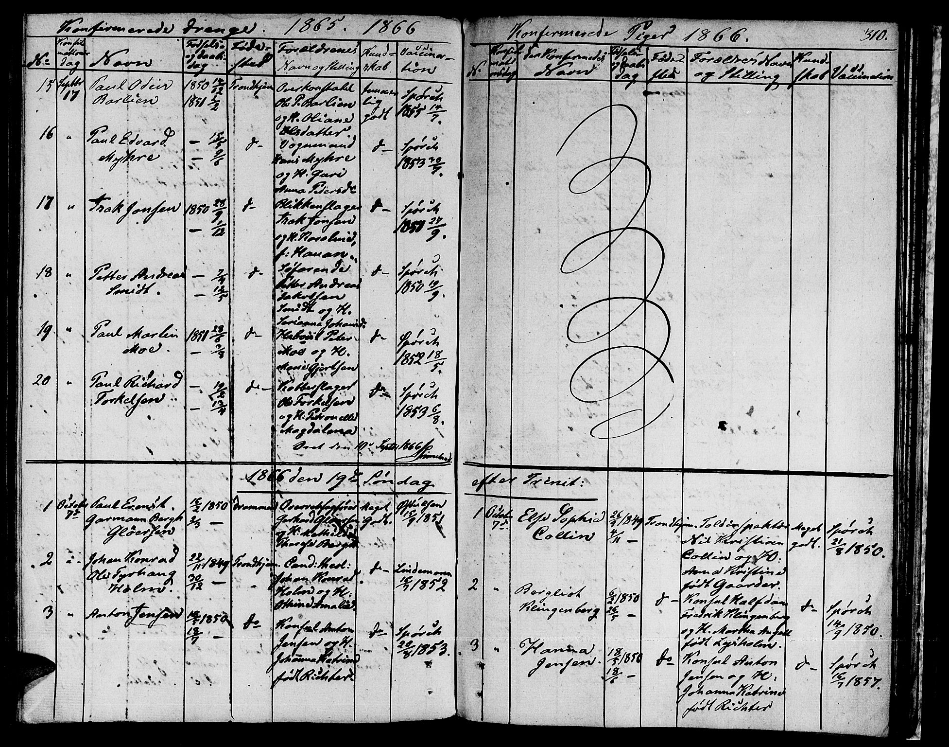 Ministerialprotokoller, klokkerbøker og fødselsregistre - Sør-Trøndelag, SAT/A-1456/601/L0070: Curate's parish register no. 601B03, 1821-1881, p. 310