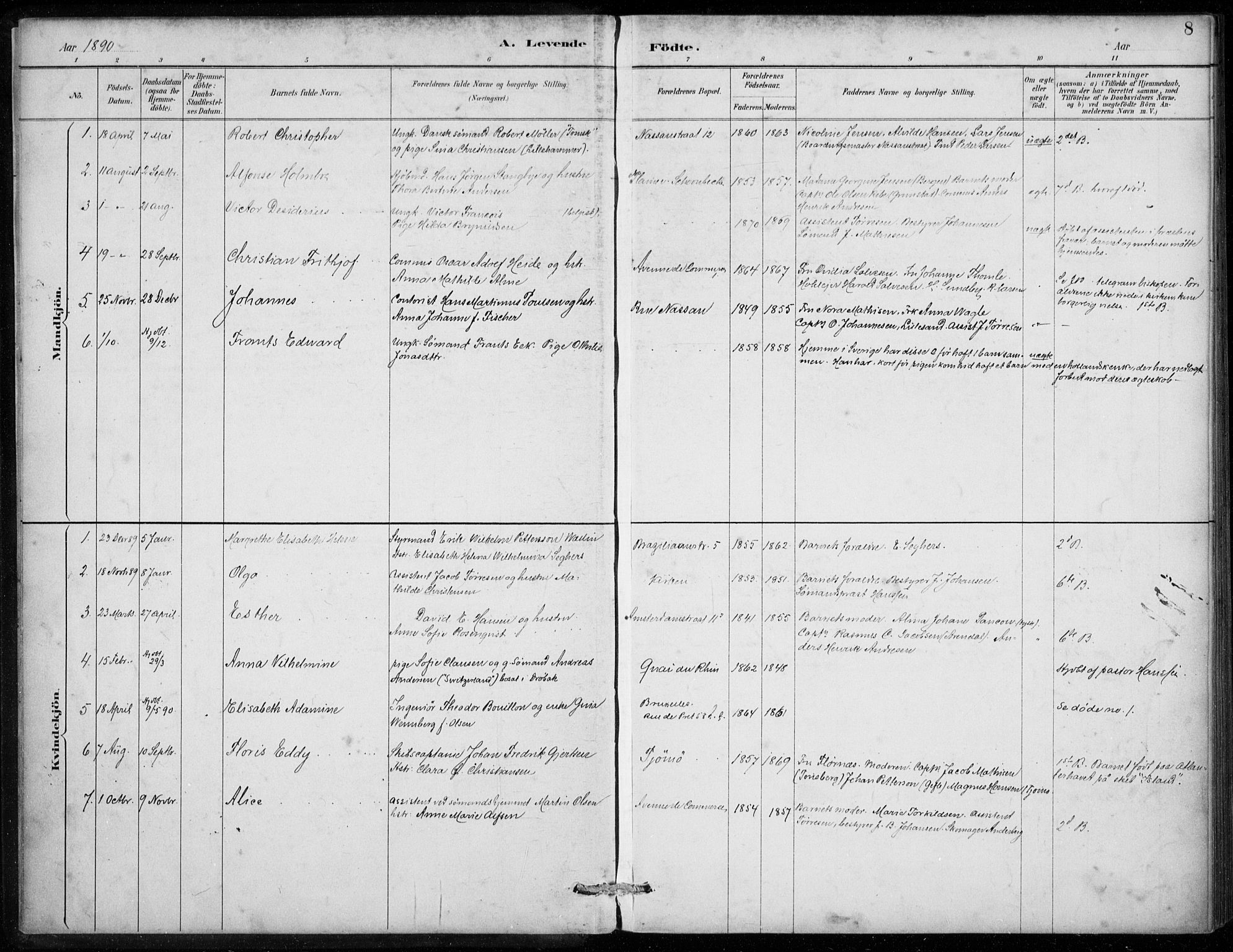 Den norske sjømannsmisjon i utlandet/Antwerpen, SAB/SAB/PA-0105/H/Ha/L0002: Parish register (official) no. A 2, 1887-1913, p. 8