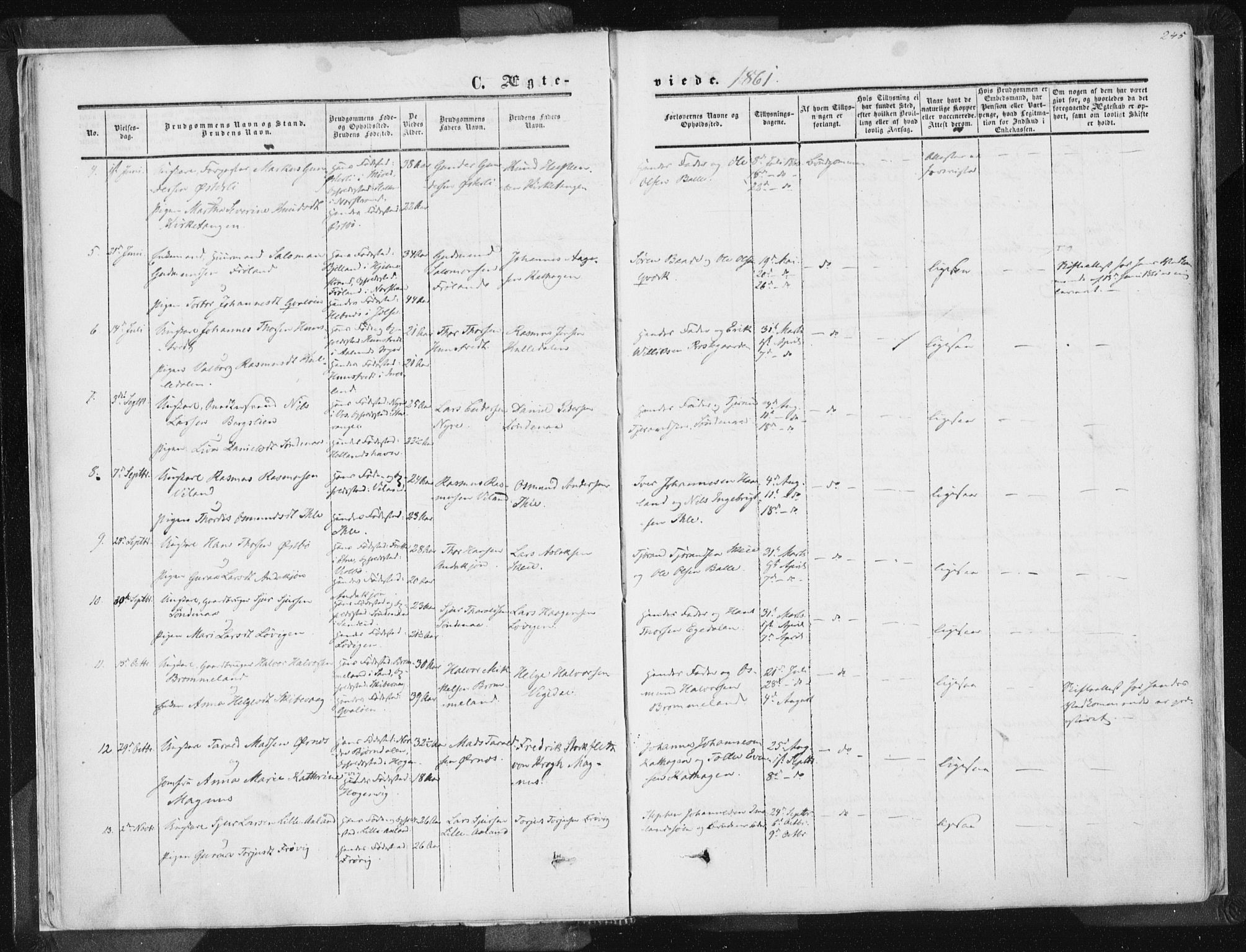 Vikedal sokneprestkontor, AV/SAST-A-101840/01/IV: Parish register (official) no. A 6.2, 1851-1867, p. 245