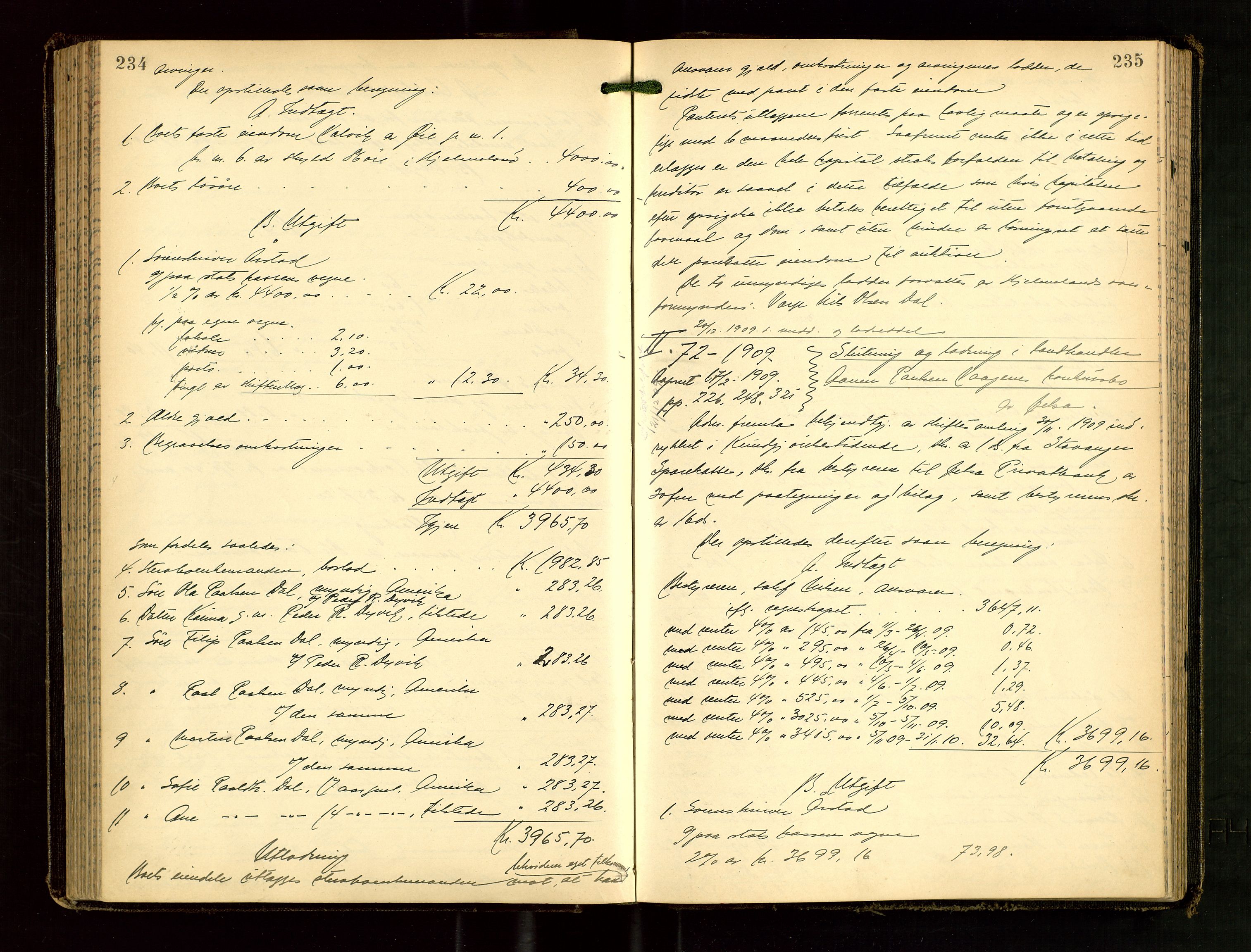 Ryfylke tingrett, SAST/A-100055/001/IV/IVG/L0003: Skifteutlodningsprotokoll Med register, 1907-1912, p. 234-235