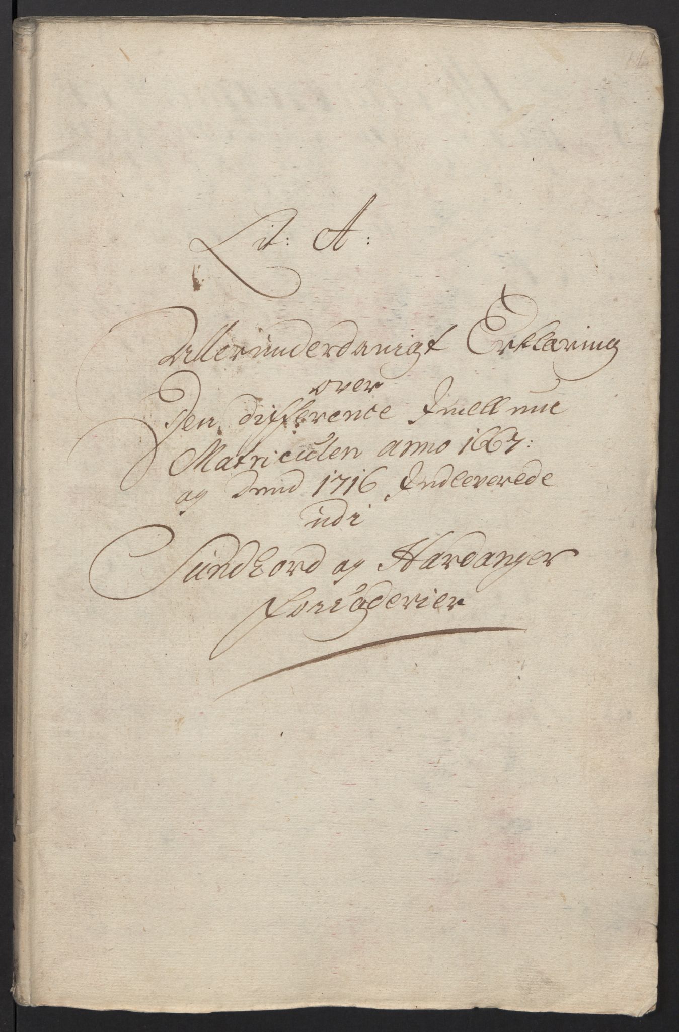 Rentekammeret inntil 1814, Reviderte regnskaper, Fogderegnskap, AV/RA-EA-4092/R48/L2993: Fogderegnskap Sunnhordland og Hardanger, 1716, p. 3
