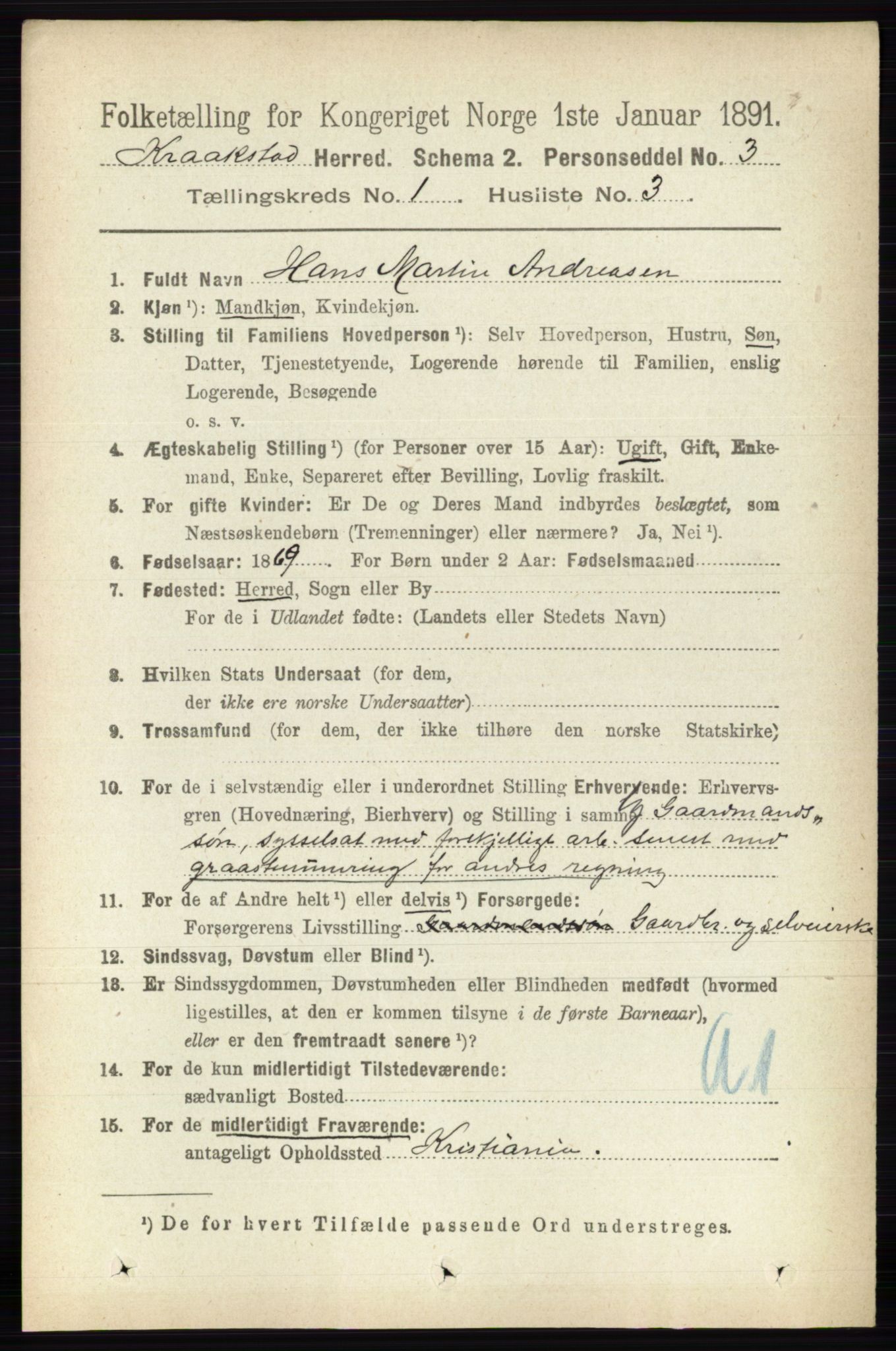 RA, 1891 census for 0212 Kråkstad, 1891, p. 129