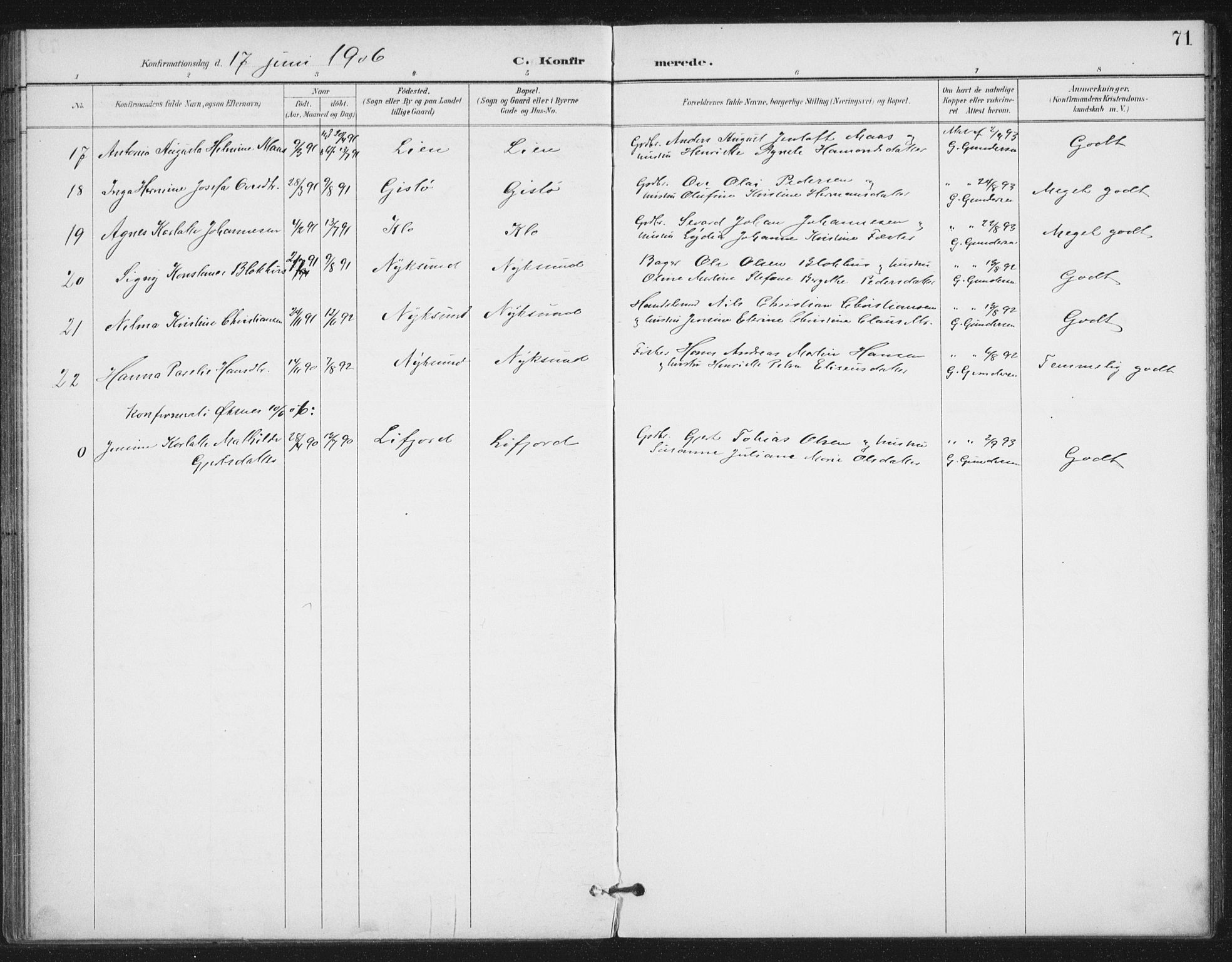 Ministerialprotokoller, klokkerbøker og fødselsregistre - Nordland, SAT/A-1459/894/L1356: Parish register (official) no. 894A02, 1897-1914, p. 71
