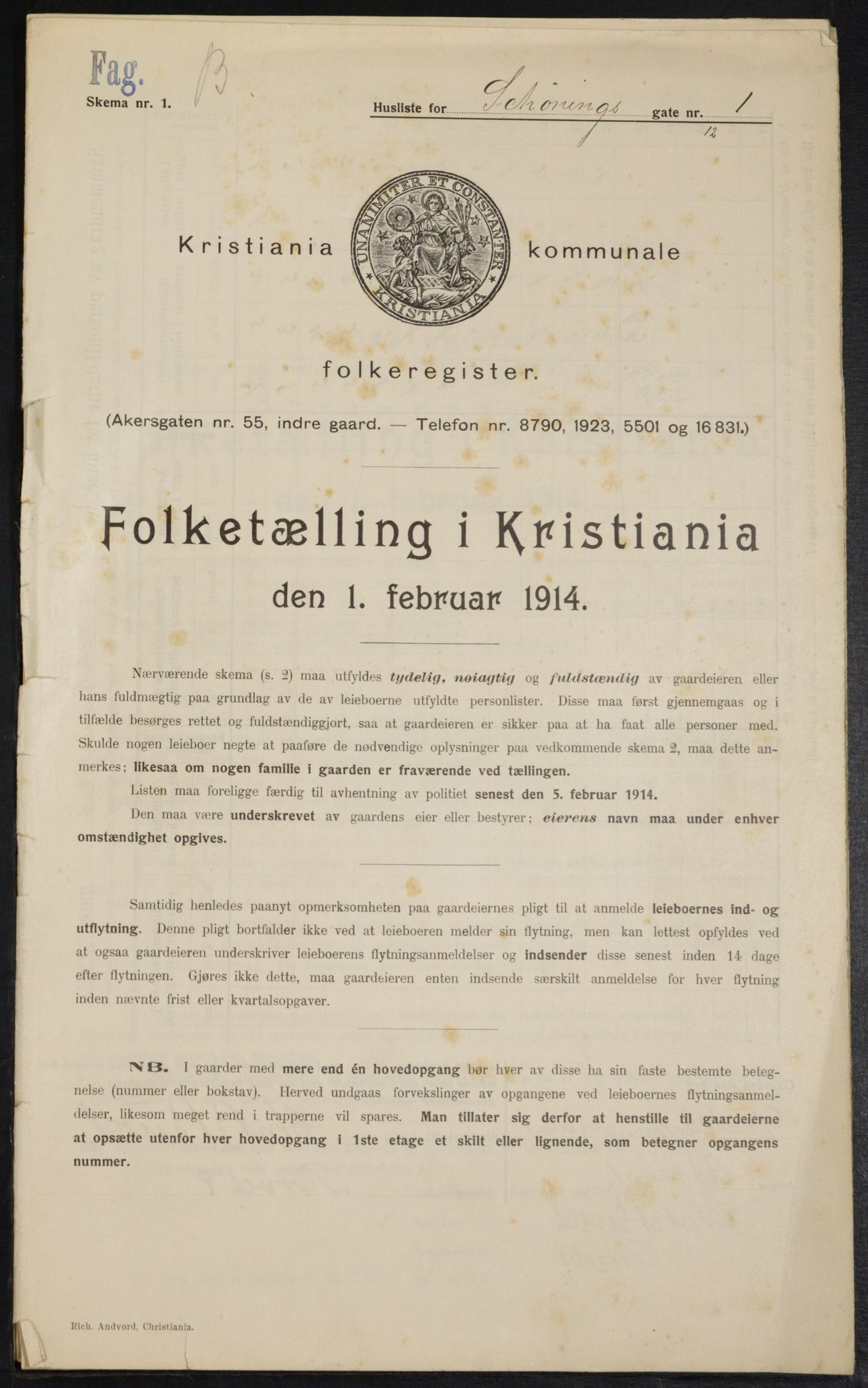 OBA, Municipal Census 1914 for Kristiania, 1914, p. 93131