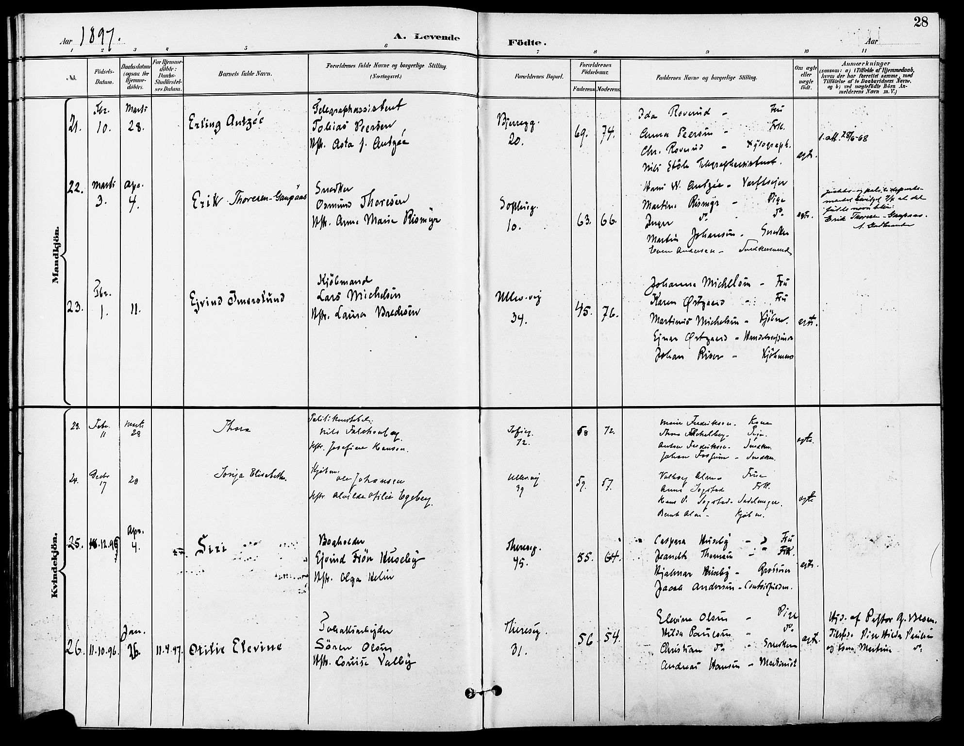 Gamle Aker prestekontor Kirkebøker, SAO/A-10617a/F/L0011: Parish register (official) no. 11, 1896-1901, p. 28