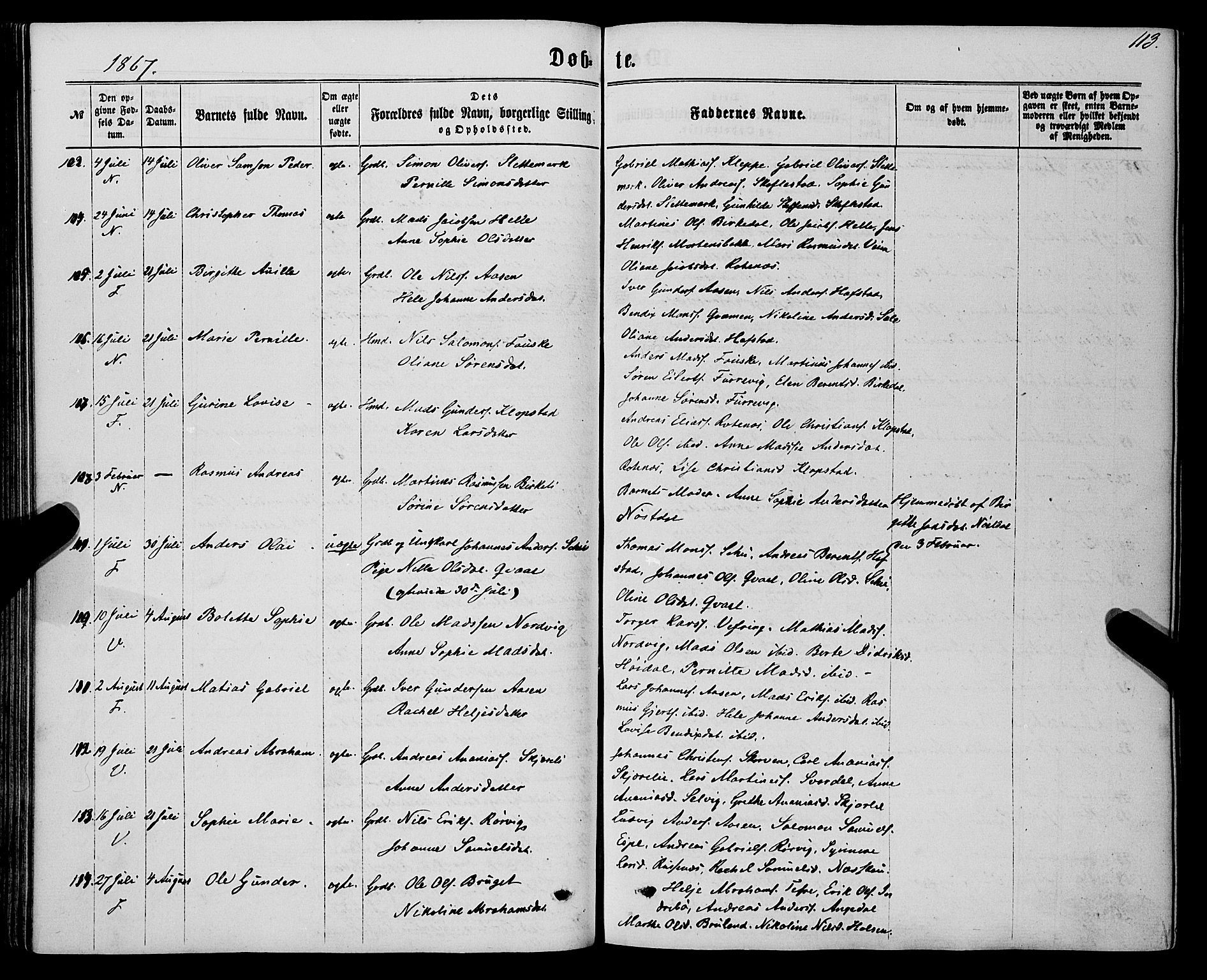 Førde sokneprestembete, AV/SAB-A-79901/H/Haa/Haaa/L0009: Parish register (official) no. A 9, 1861-1877, p. 113