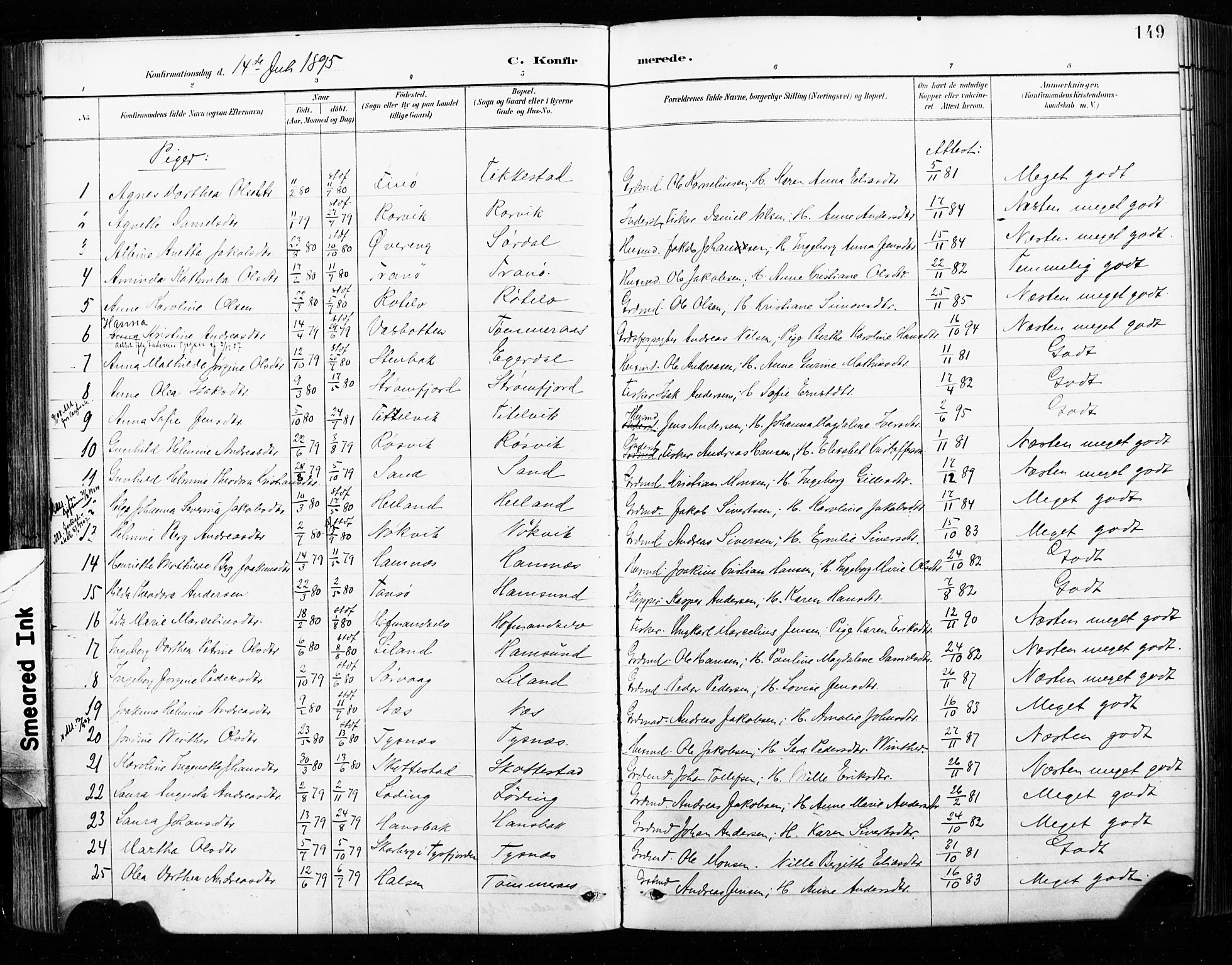 Ministerialprotokoller, klokkerbøker og fødselsregistre - Nordland, AV/SAT-A-1459/859/L0847: Parish register (official) no. 859A07, 1890-1899, p. 149