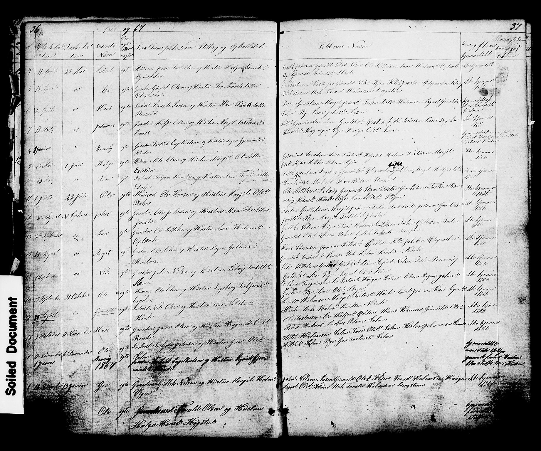 Hjartdal kirkebøker, SAKO/A-270/G/Gc/L0002: Parish register (copy) no. III 2, 1854-1890, p. 36-37