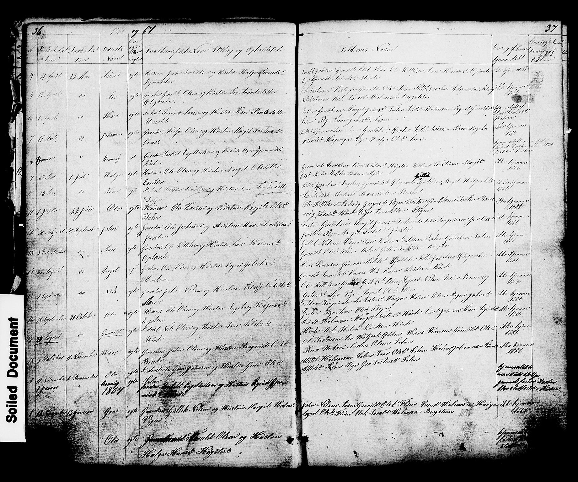 Hjartdal kirkebøker, AV/SAKO-A-270/G/Gc/L0002: Parish register (copy) no. III 2, 1854-1890, p. 36-37